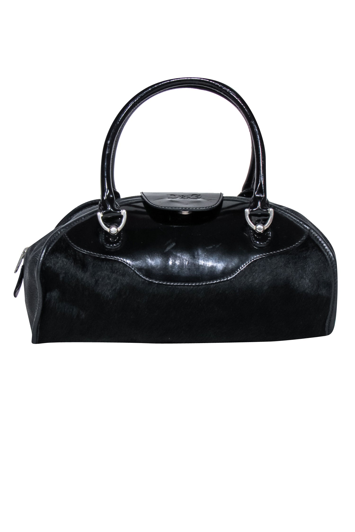 Dolce & Gabbana Black Calf Hair Textured Handbag - A Y2K Fashion Statement