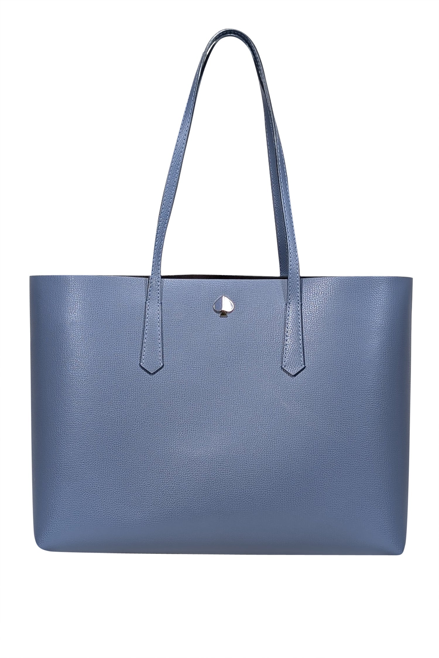 Kate Spade's Stylish Blue Leather Tote Bag with Metallic Leather Pouch
