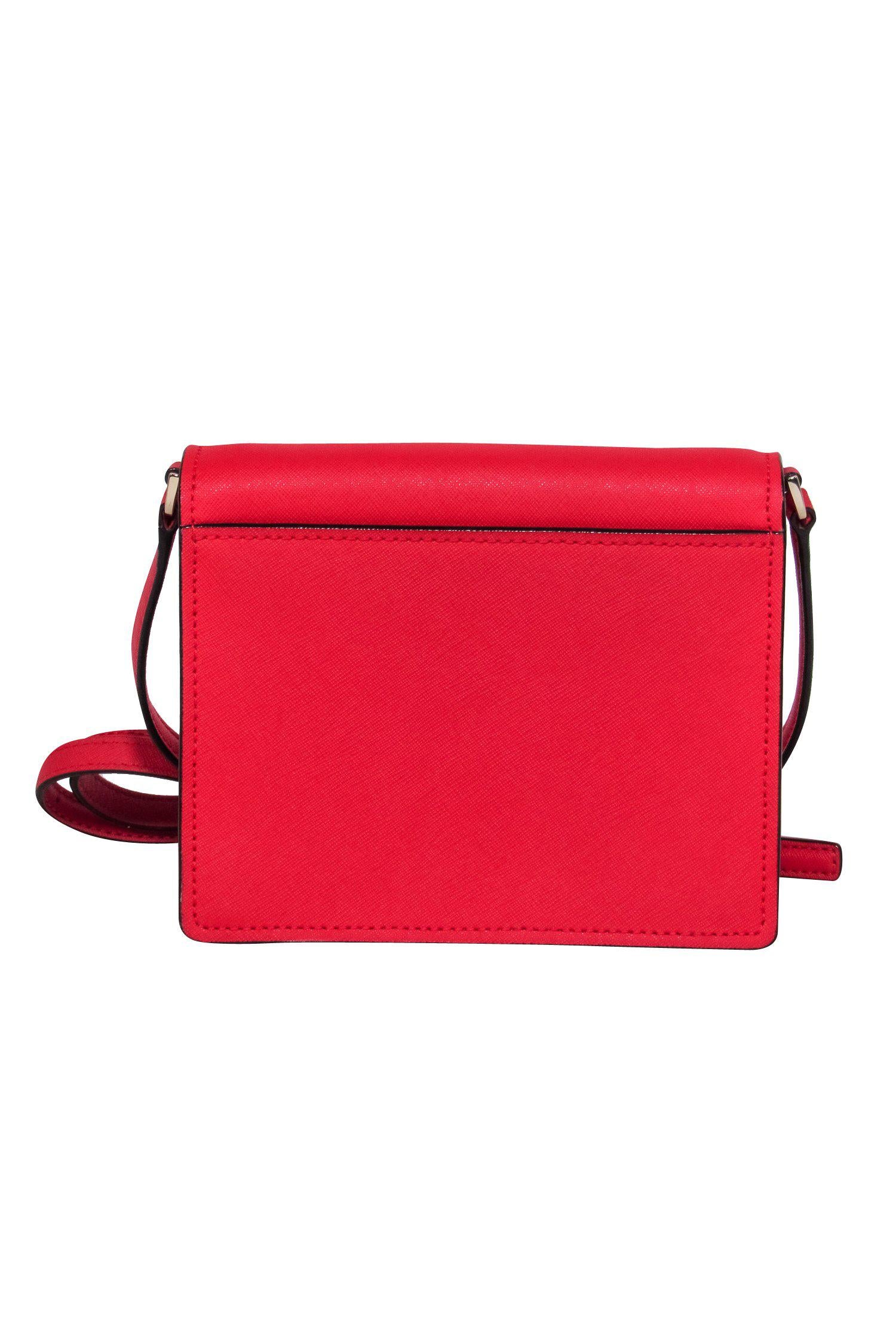 Kate Spade Red Textured Leather Square Crossbody Bag - Stylish and Functional!