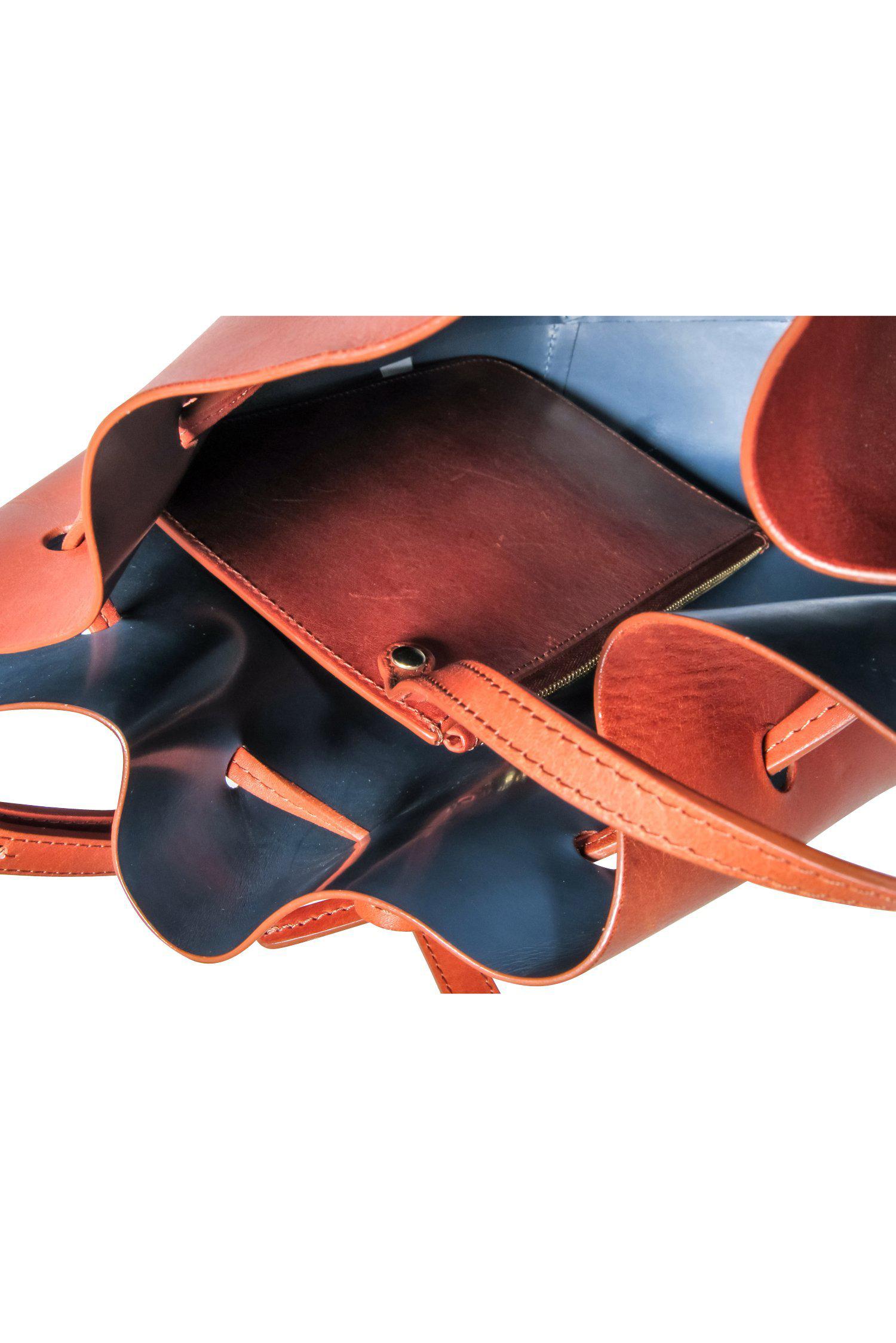 Mansur Gavriel's Gorgeous Brown Leather Bucket Bag with Free Wristlet