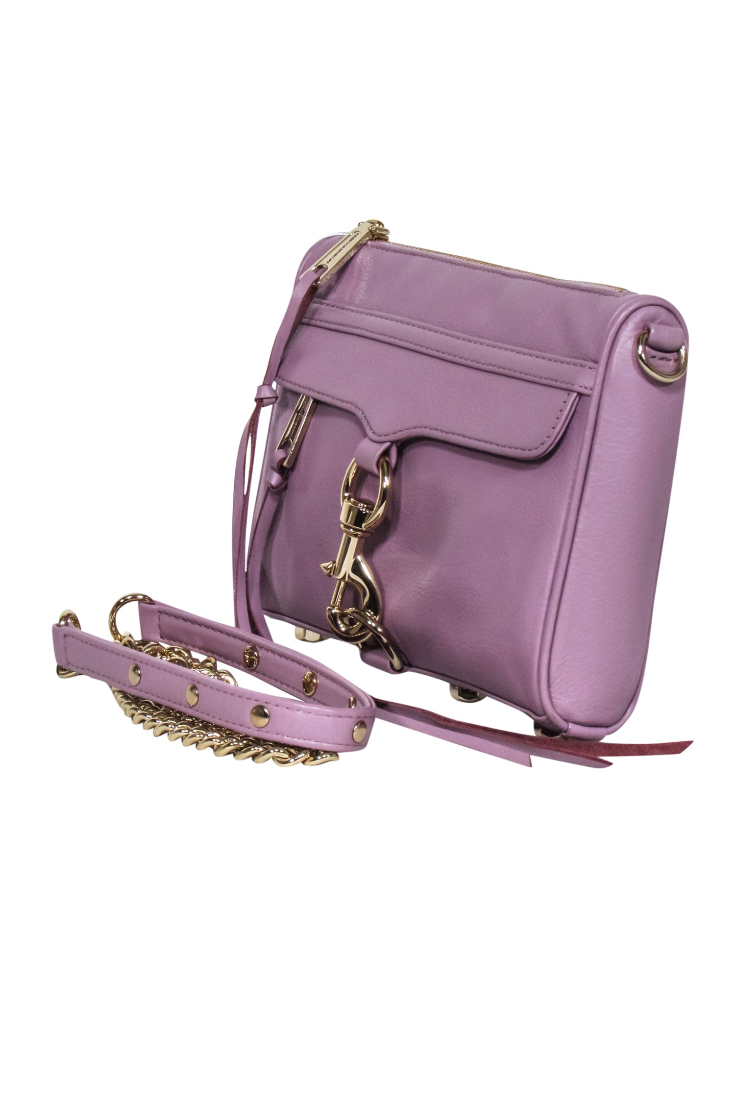 Rebecca Minkoff Lavender Leather Crossbody: Chic with Lobster Claw Clasp