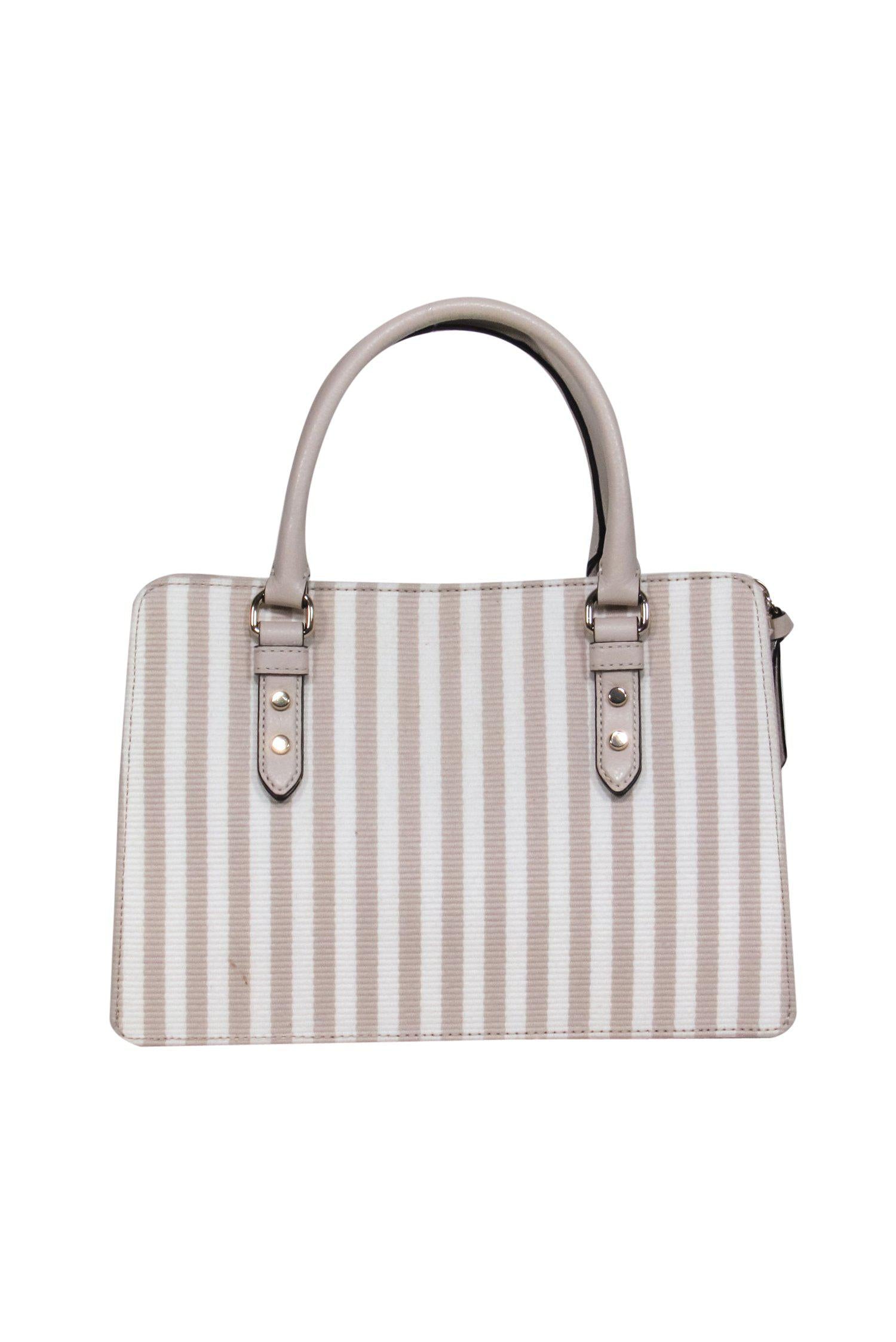 Kate Spade - Stunning Beige & Cream Striped Structured Satchel