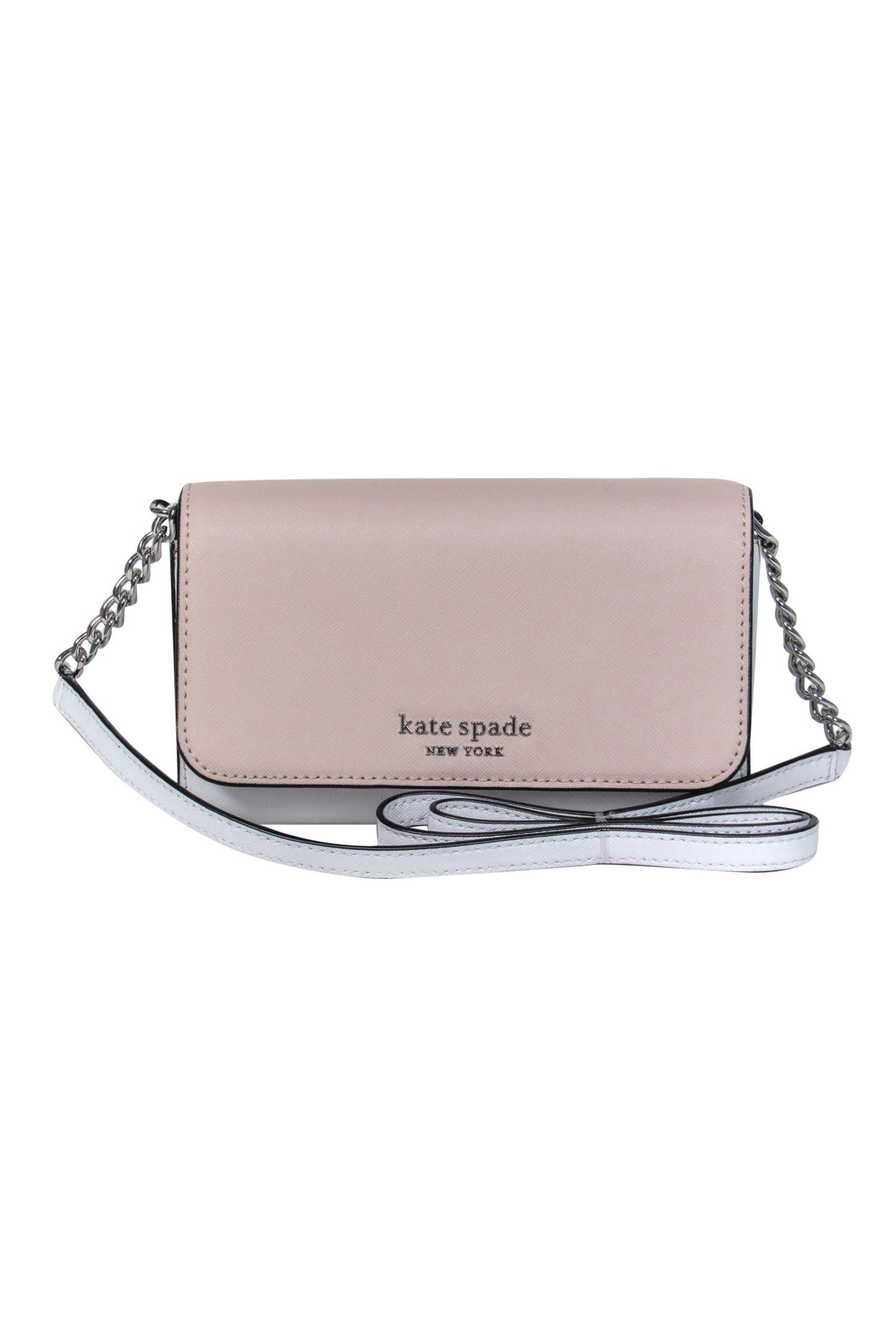 Kate Spade - Stylish Beige & White Cameron Small Flap Crossbody Bag
