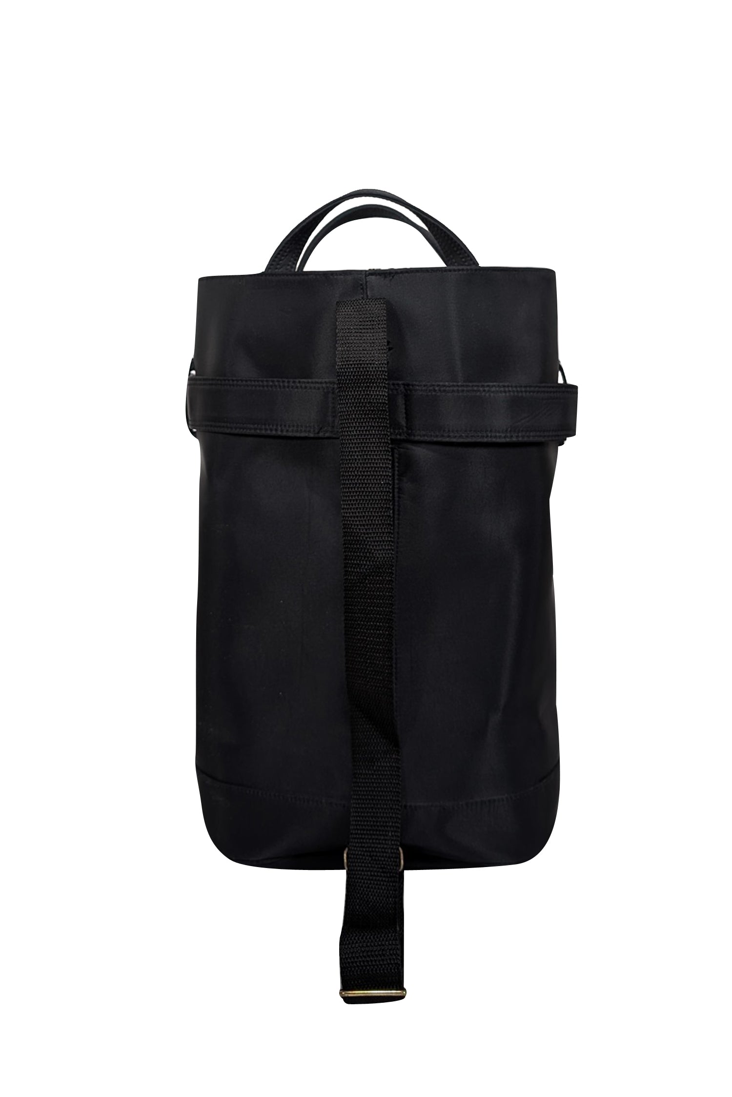 Jil Sander's Stylish Black Nylon Sling Bucket Bag with Belt Snap Closure