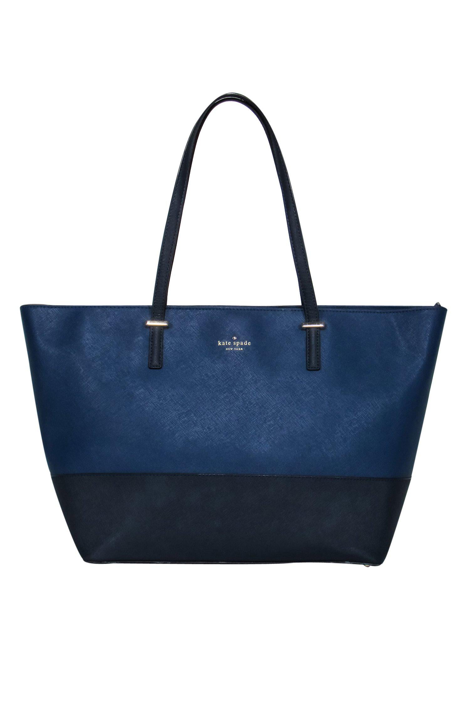 Kate Spade Navy & Black Textured Zippered Tote - A Must-Have Fashion Essential