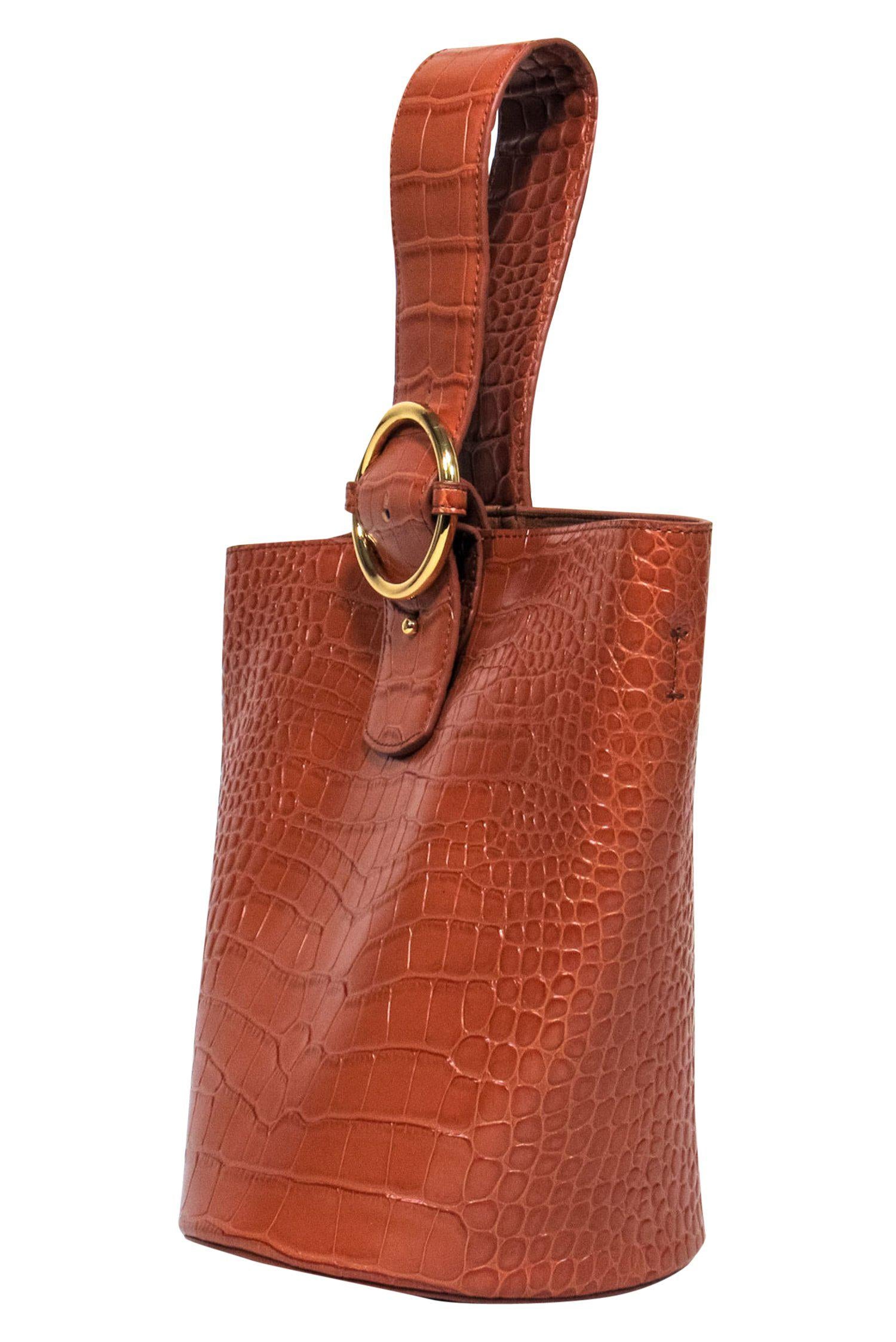 Parisa Wang's Stunning Warm Brown Embossed Bucket Bag