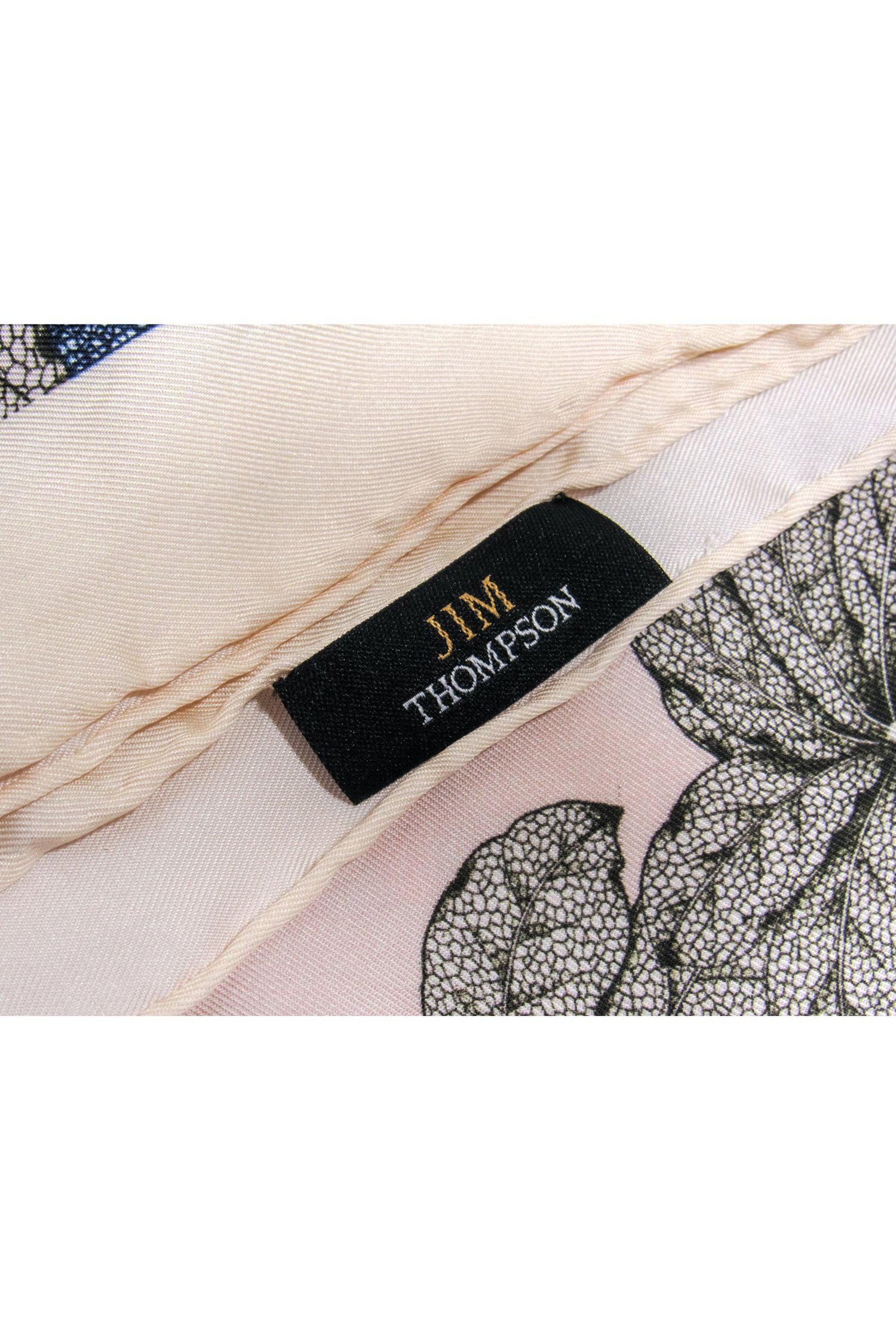 Jim Thompson's Exquisite Light Pink, Grey & Blue Elephant Jungle Print Silk Scarf