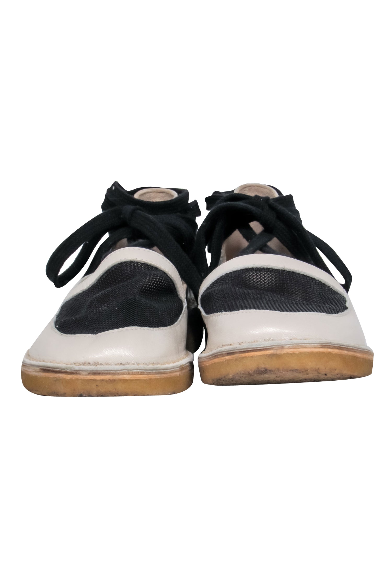 Rachel Comey Cream & Black Mesh Wrap Espadrilles - Size 8
