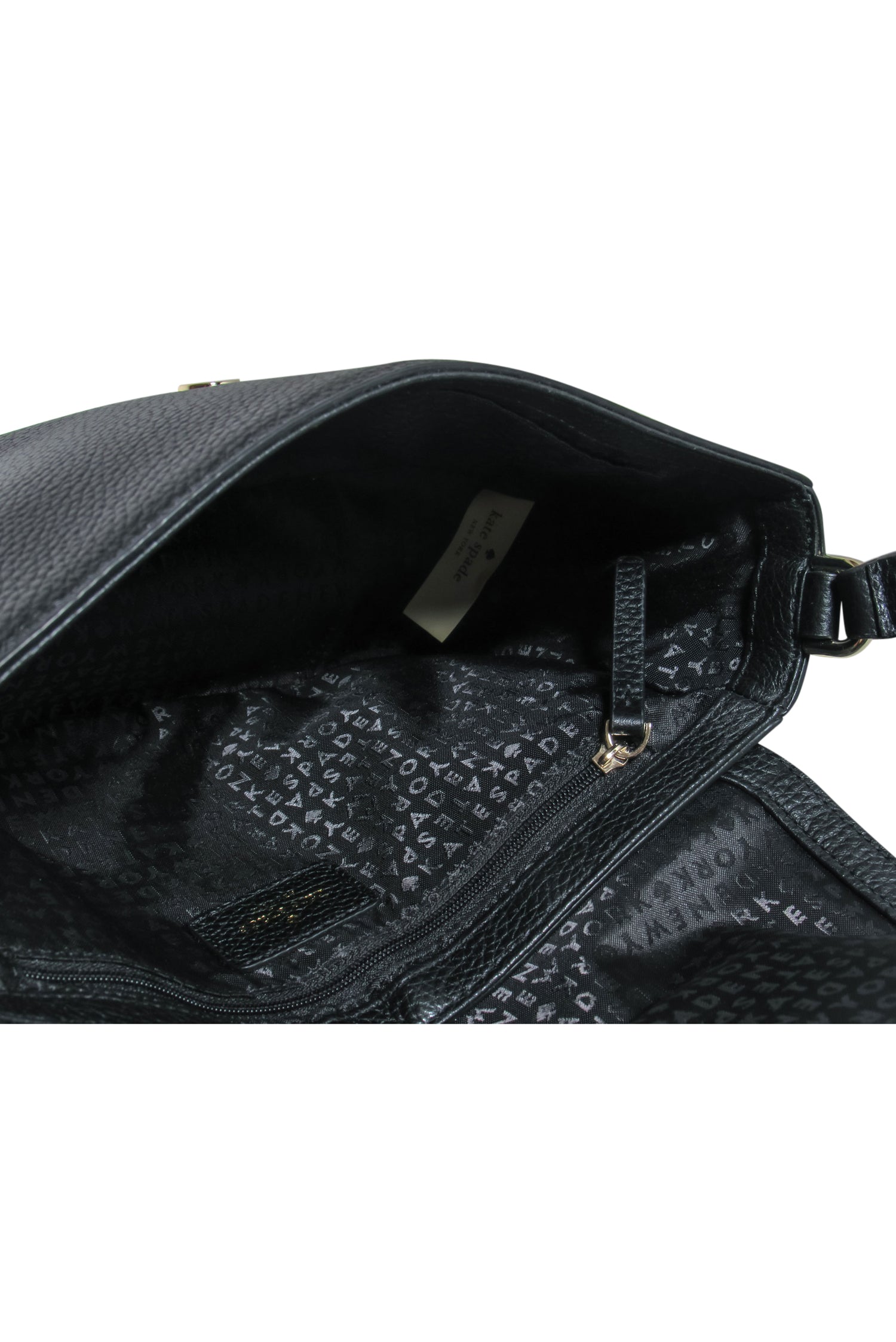 Kate Spade Black Pebbled Leather Flap Bag with a Charming Bow