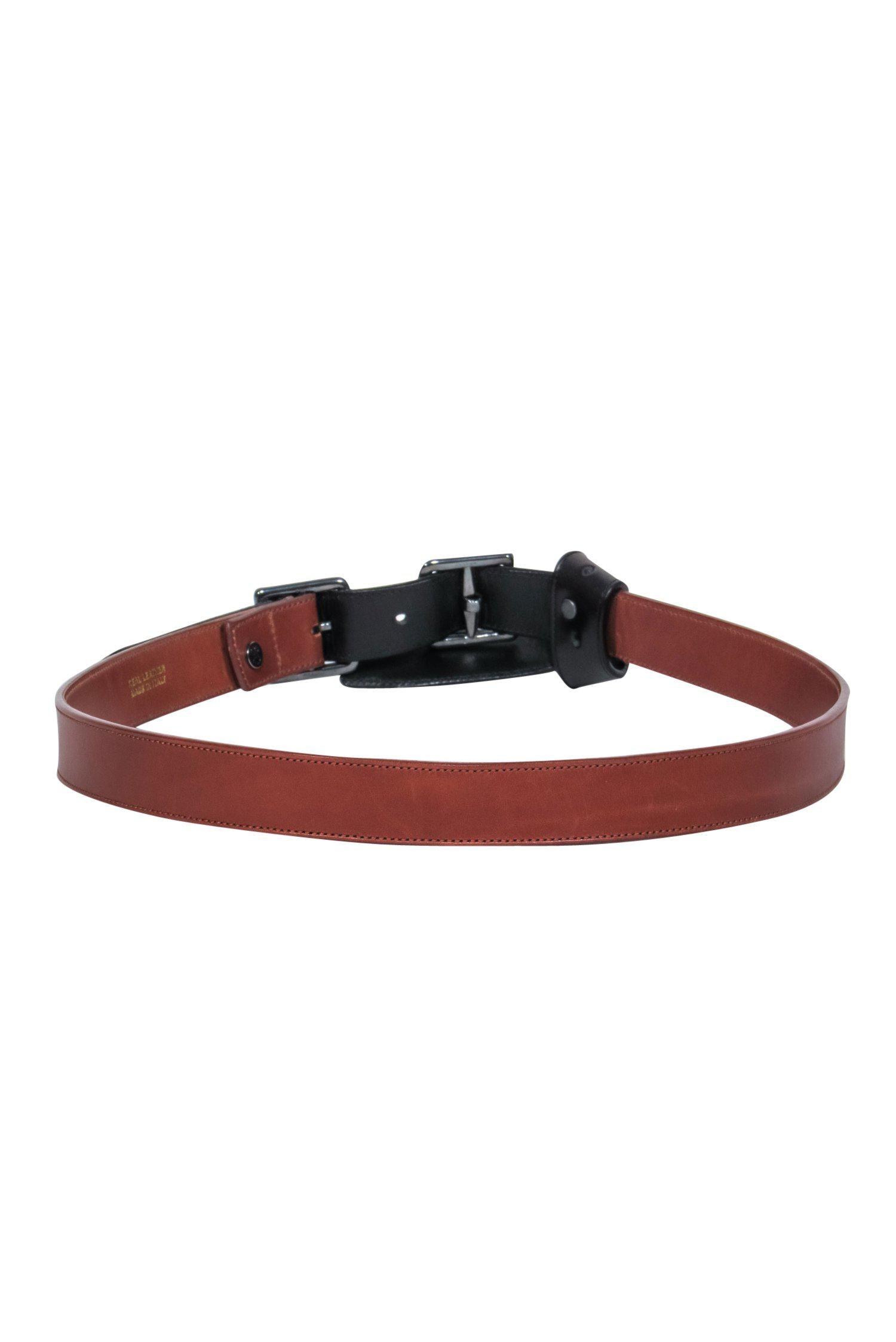 Dries Van Noten's Luxurious Brown & Black Leather Knotted Buckle Belt