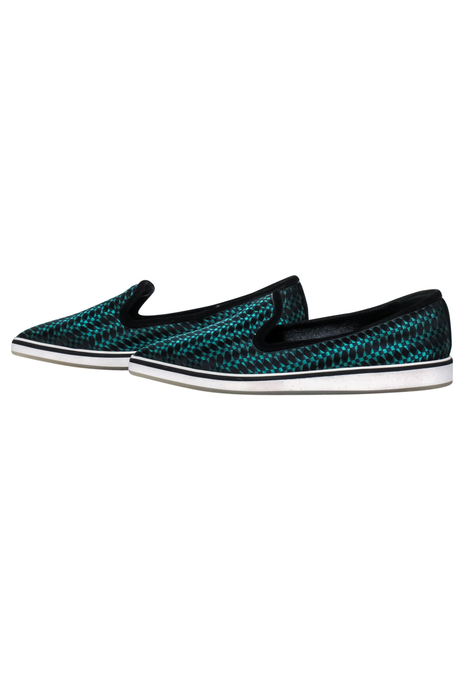 Nicholas Kirkwood's Stunning Green & Black Woven Pointed Toe Flats - Size 8.5