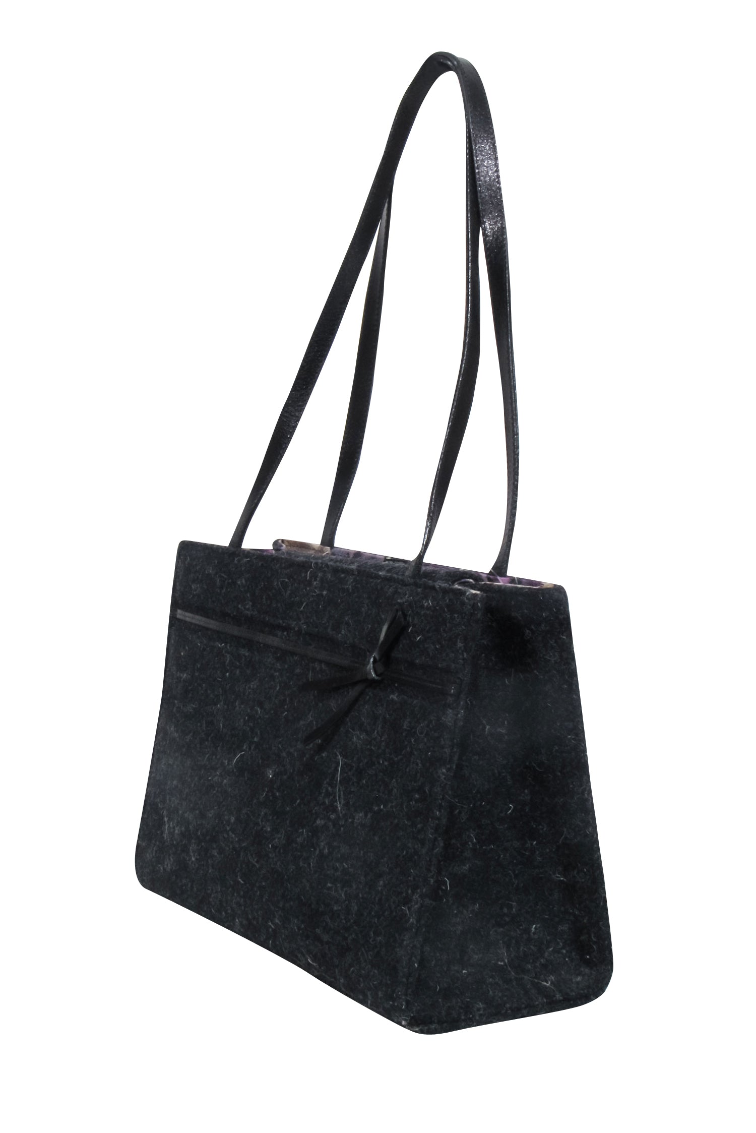 Kate Spade Charcoal Grey Wool Luxury Handbag with Leather Accents