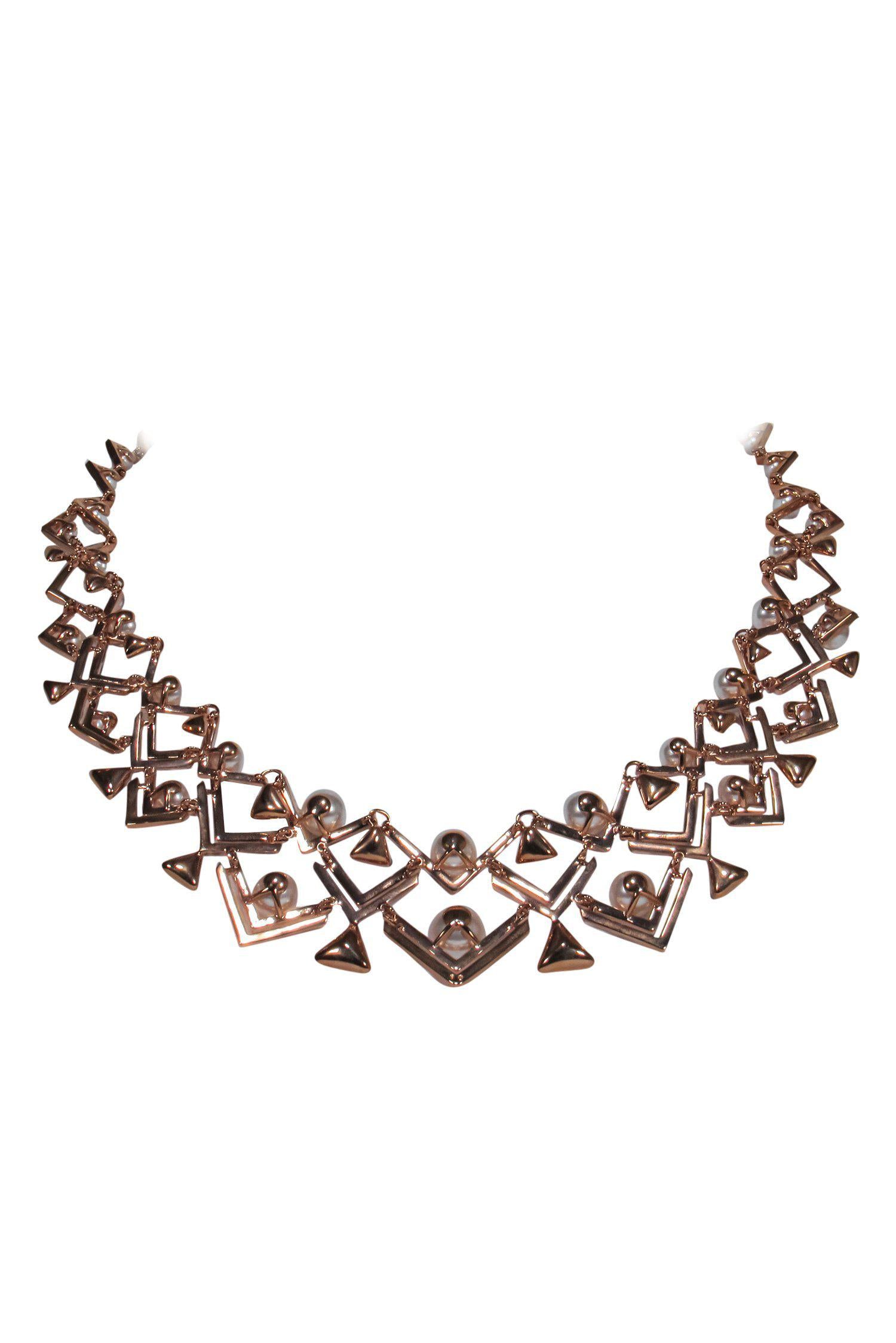 Swarovski Rose Gold Collar Necklace: Crystals & Pearls Glamour