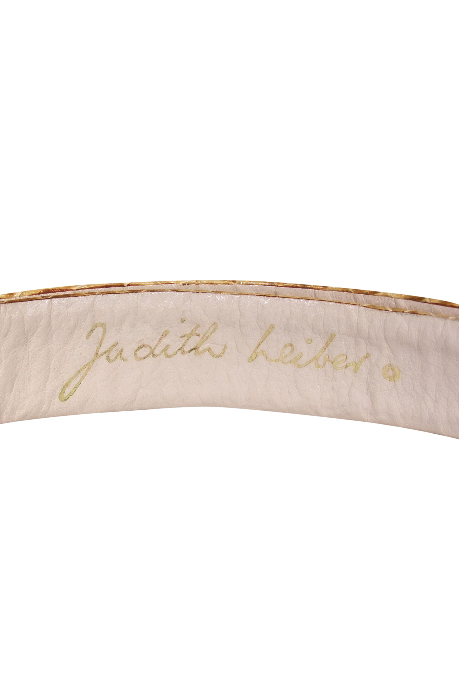 Judith Leiber - Stunning Vintage Tan Snakeskin Belt with Gold Lion Clasp