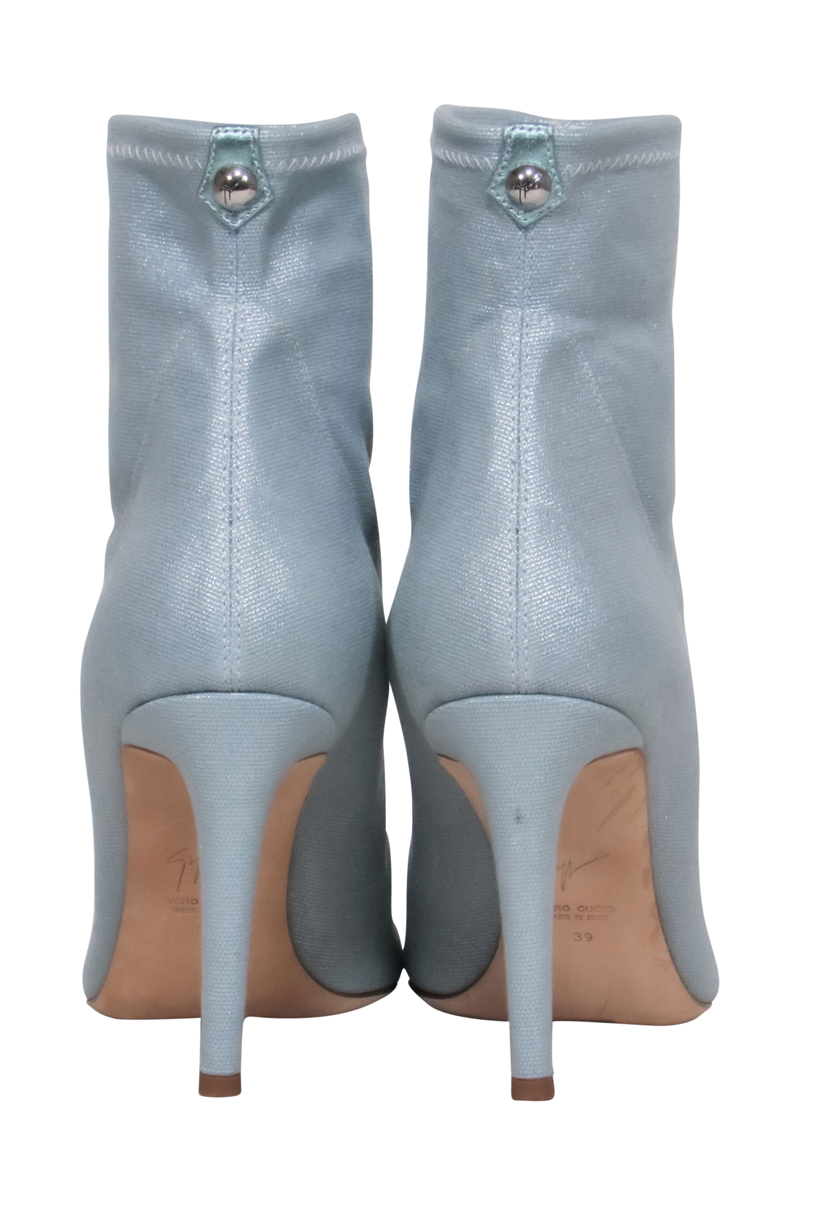 Giuseppe Zanotti Light Blue Shimmery Booties - Size 9 - Perfect for Holiday Magic!