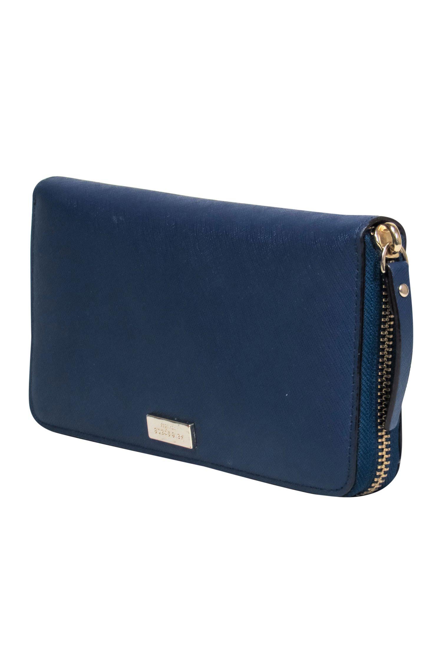 Kate Spade Navy Textured Leather Zipper Wallet - A Stylish Essential