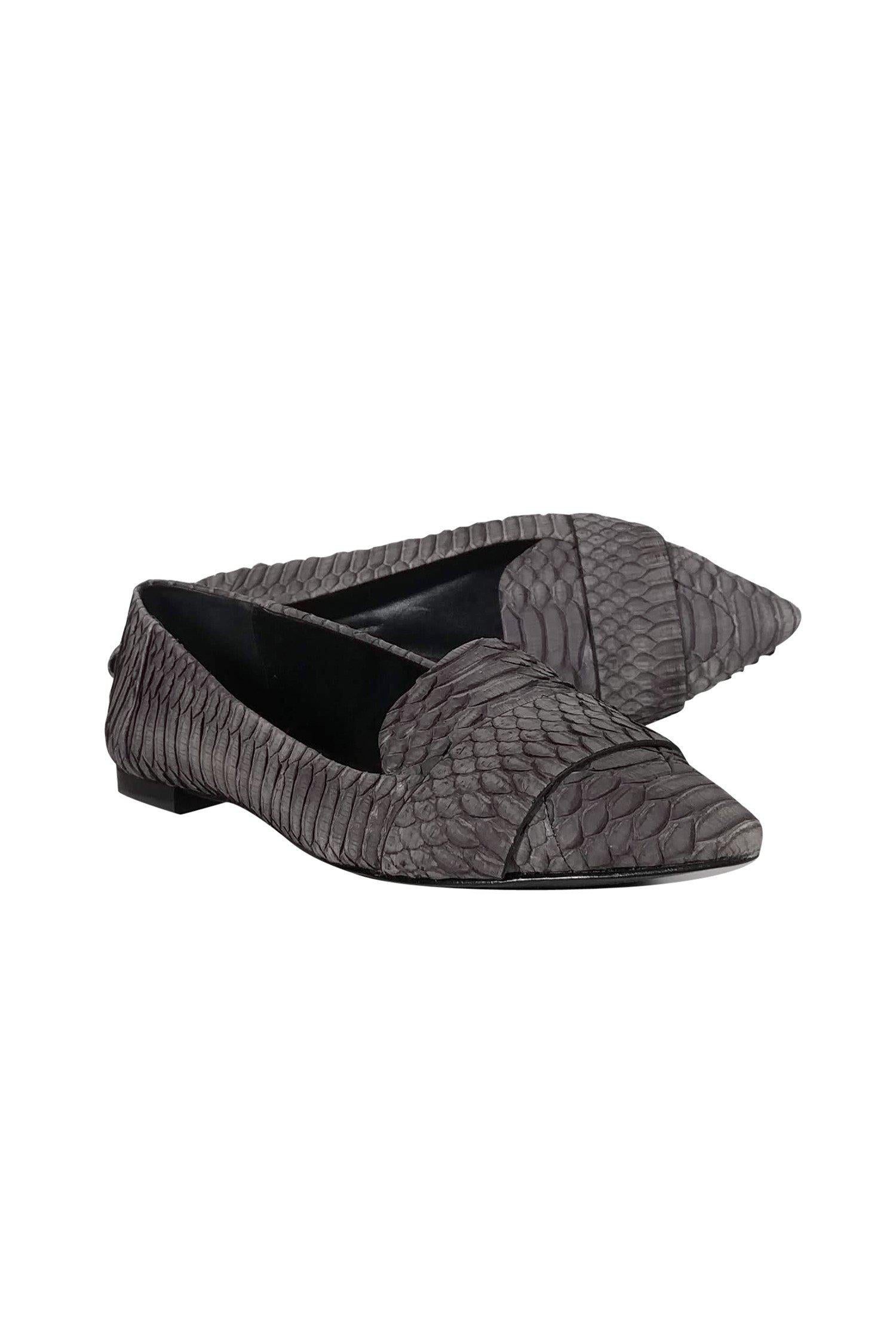 Aerin Grey Faux Snakeskin Flats - Size 7: Stylish and Versatile!