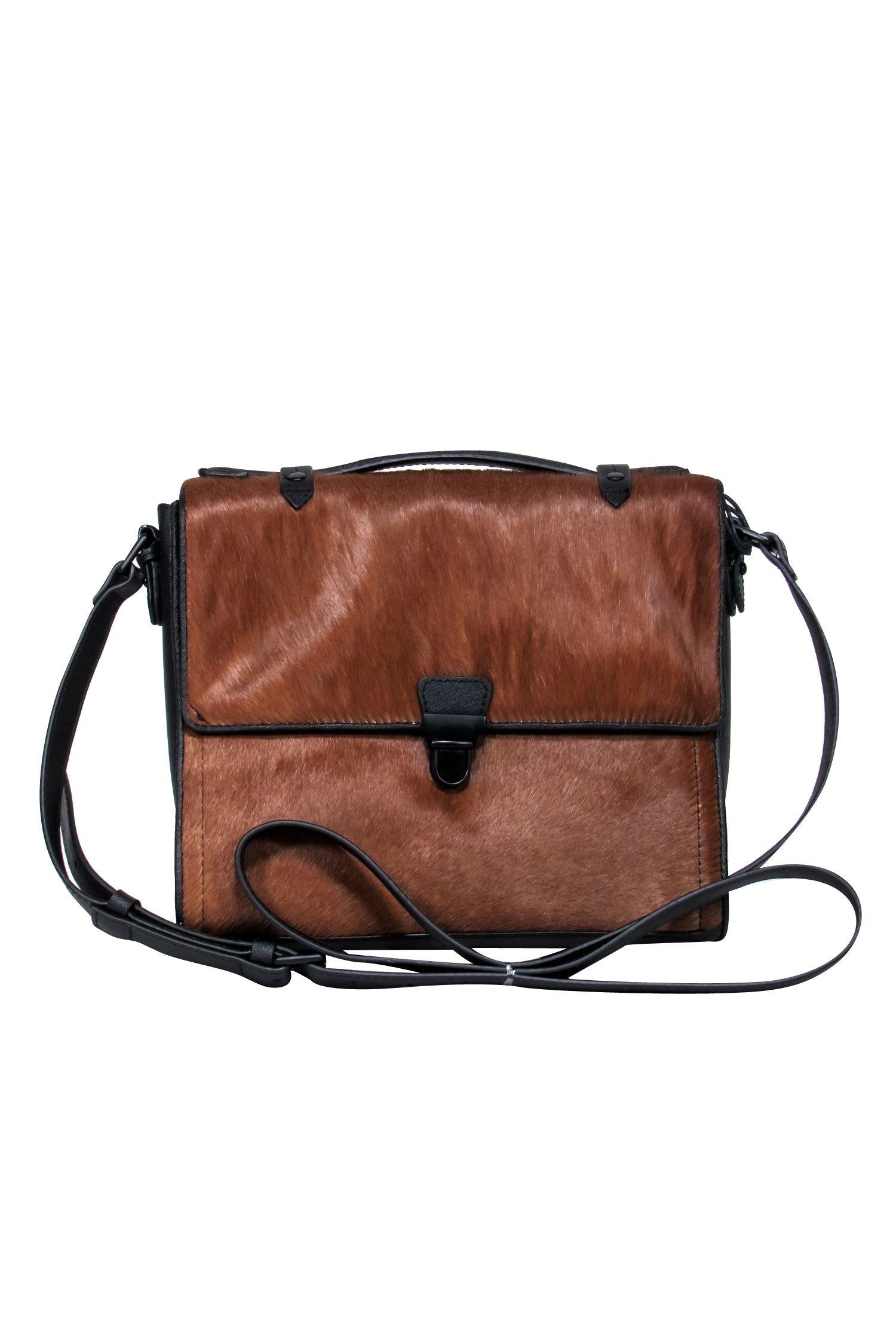 Joy Gryson Brown Calf Hair Elegant Crossbody - A Chic Fashion Statement