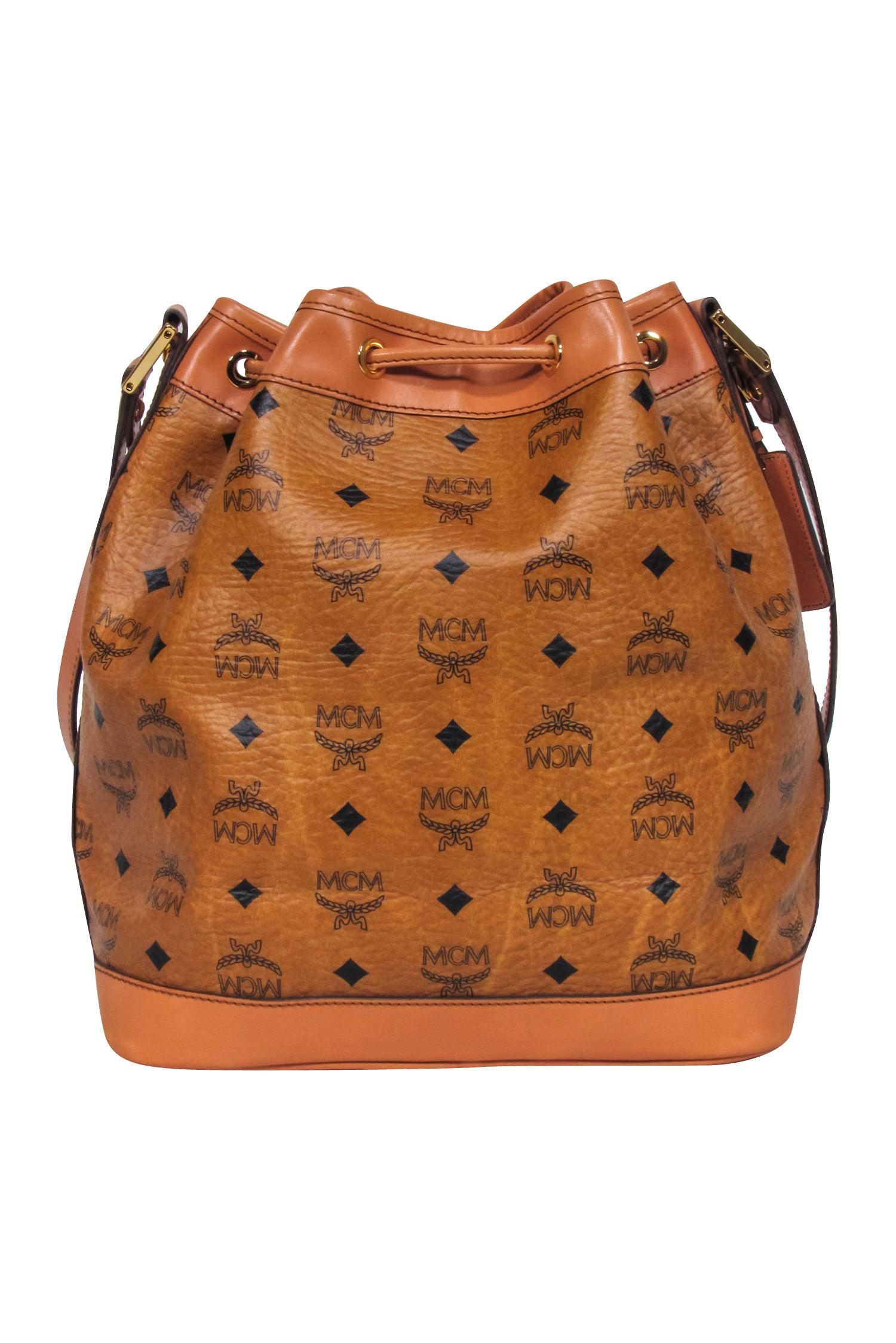 MCM Tan Dessau Medium Visetos Bucket Bag - A Chic Fashion Essential