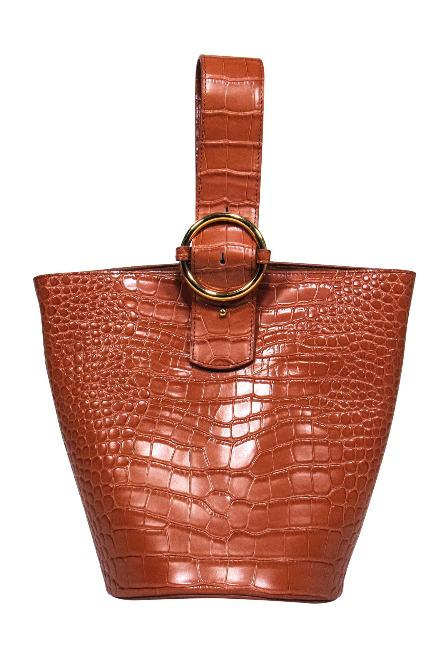Parisa Wang's Stunning Warm Brown Embossed Bucket Bag