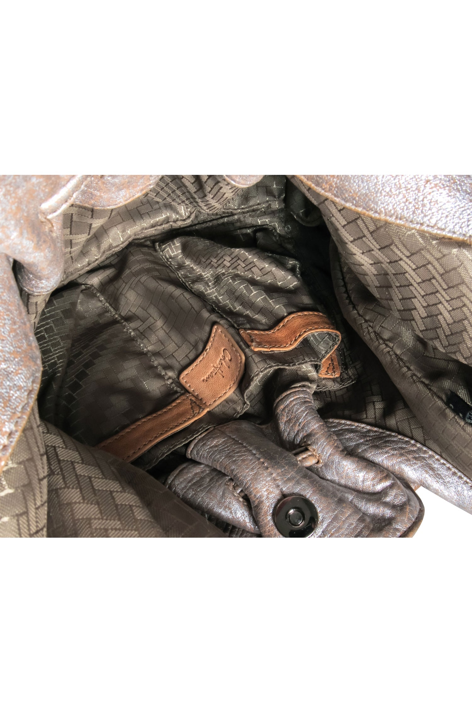 Cole Haan Beige Metallic Glam Leather Shoulder Bag