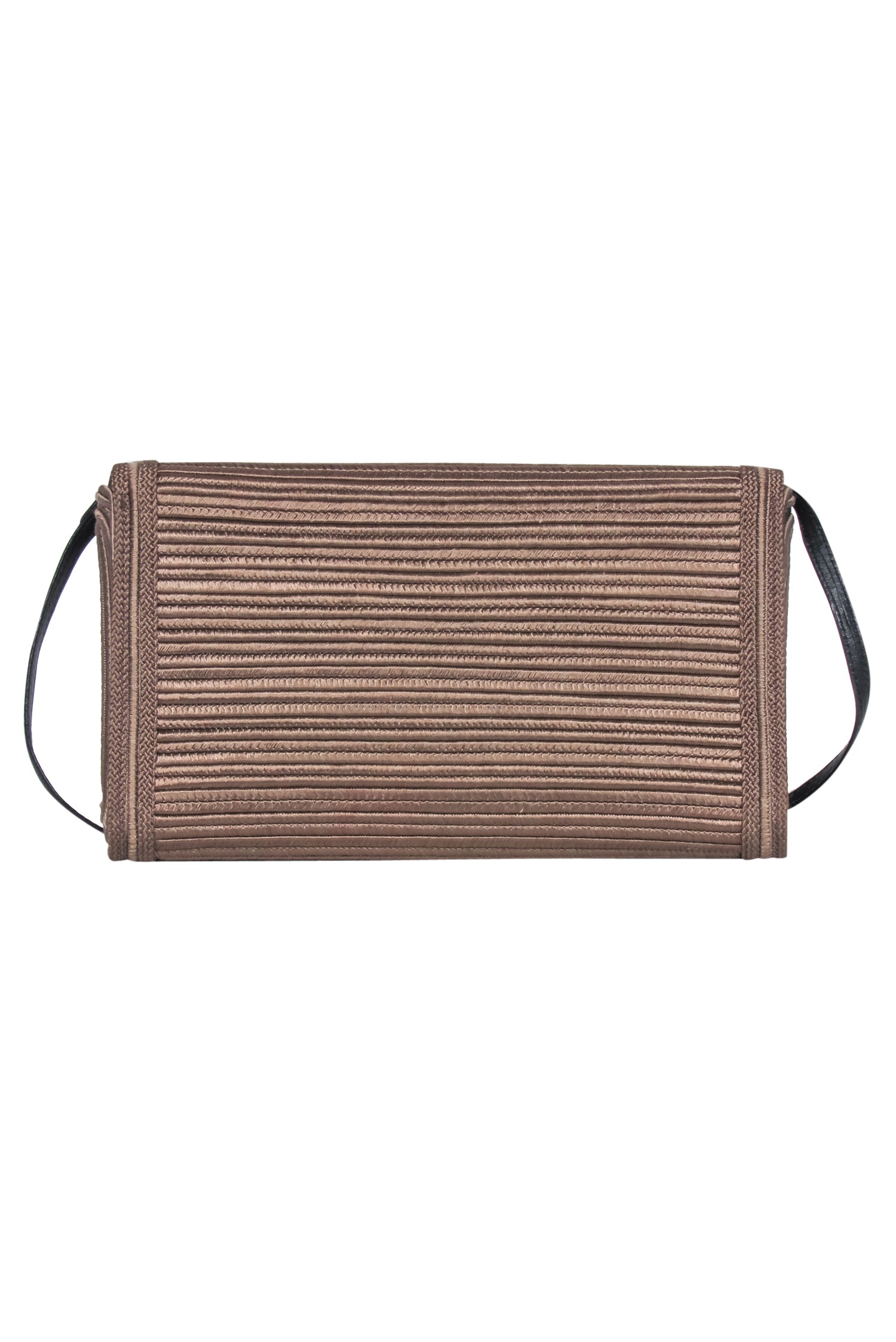 Nina Ricci's Glamorous Bronze Braided Fold-Over Crossbody Bag with Leather Strap