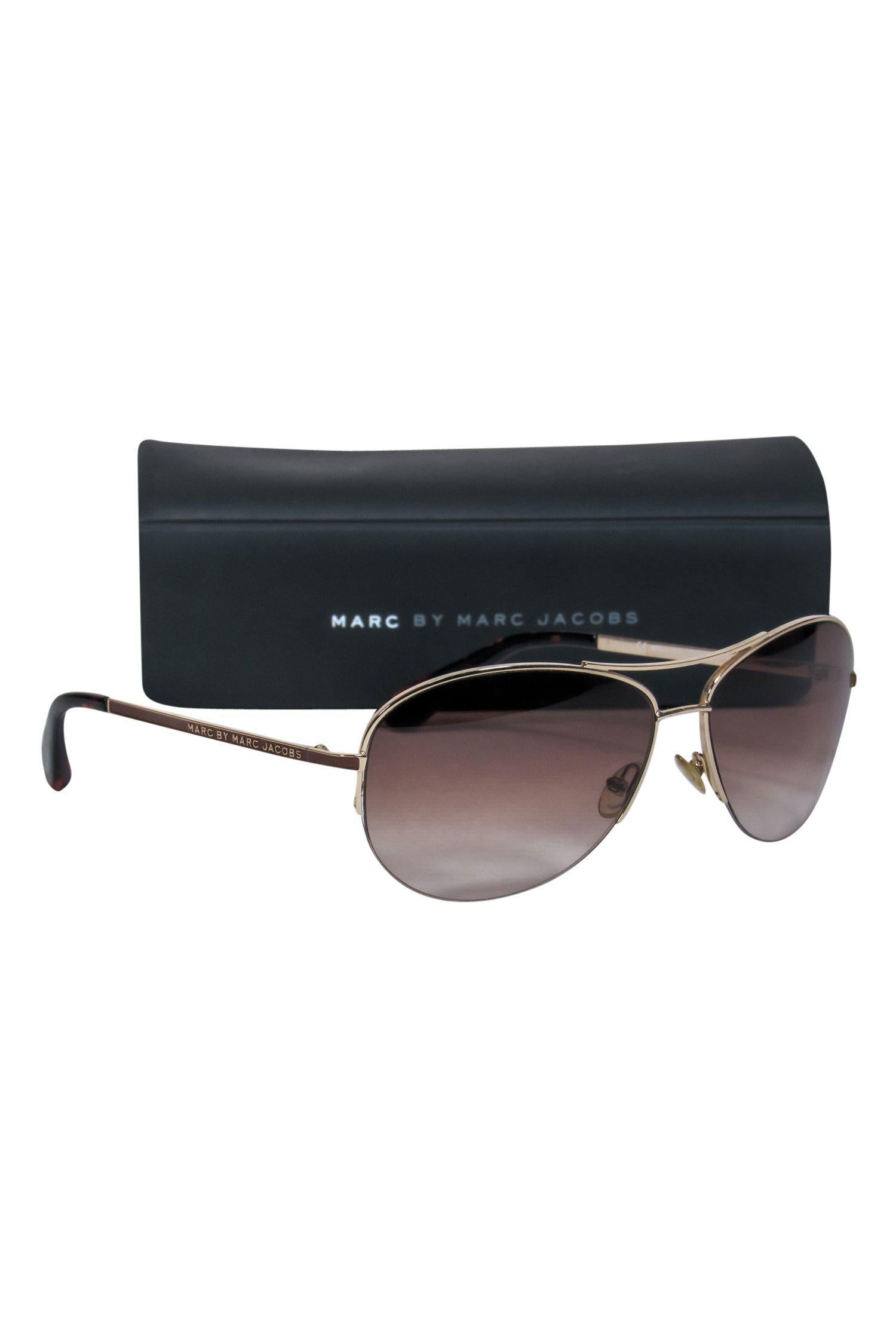 Marc by Marc Jacobs Light Gold Aviator Sunglasses - Stylish Travel Essential