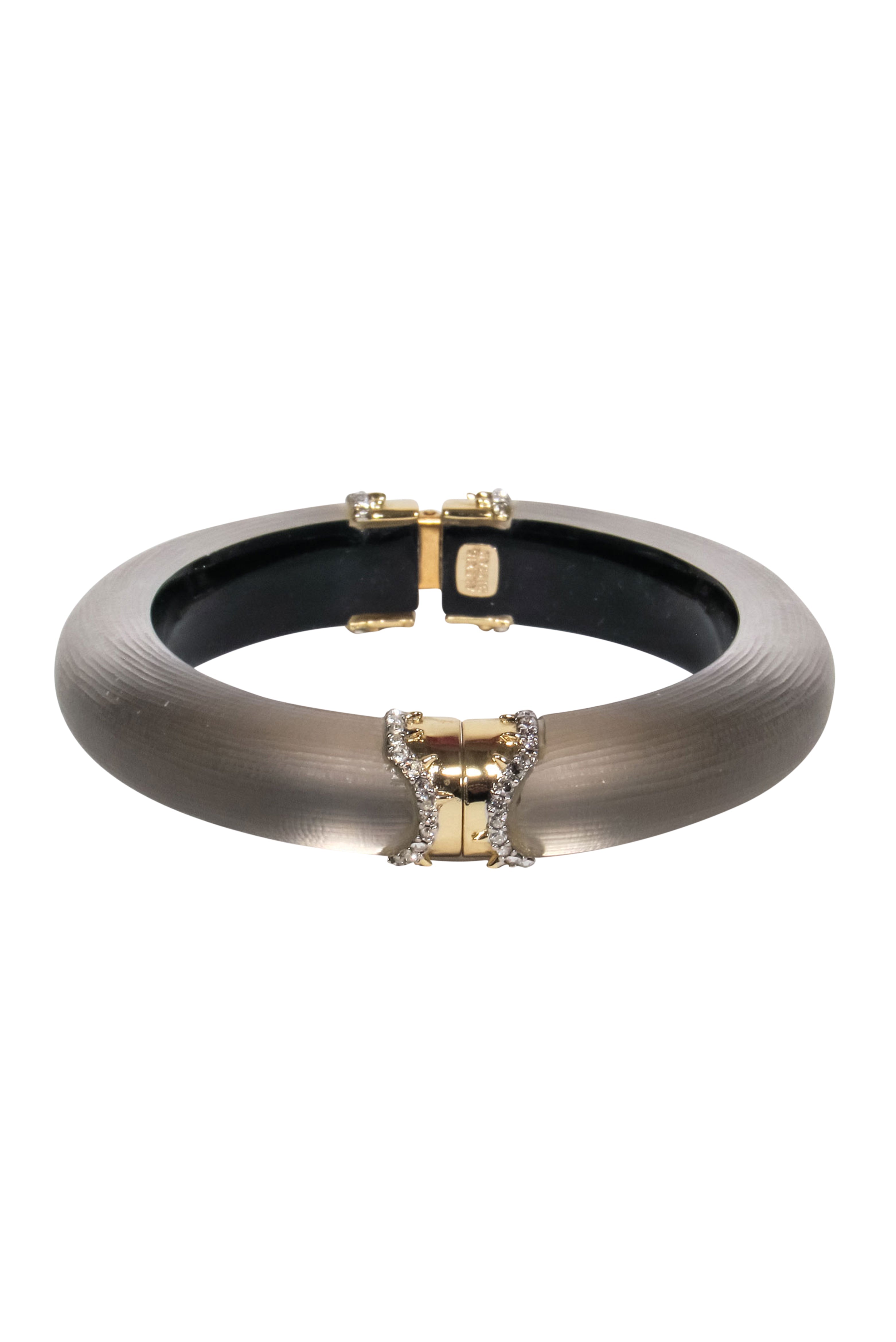 Alexis Bittar - Stunning Lucite Bangle with Gold Clasps and Diamond Adornment
