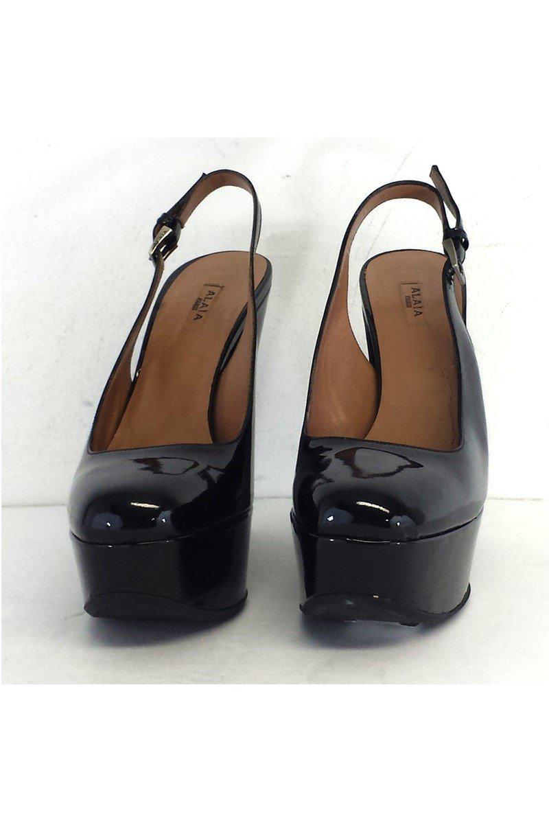 Stunning Alaia Black Patent Leather Platform Wedges - Size 8!