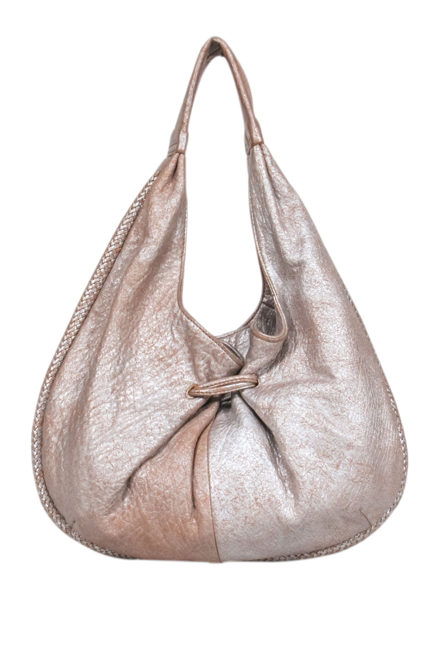 Cole Haan Beige Metallic Glam Leather Shoulder Bag