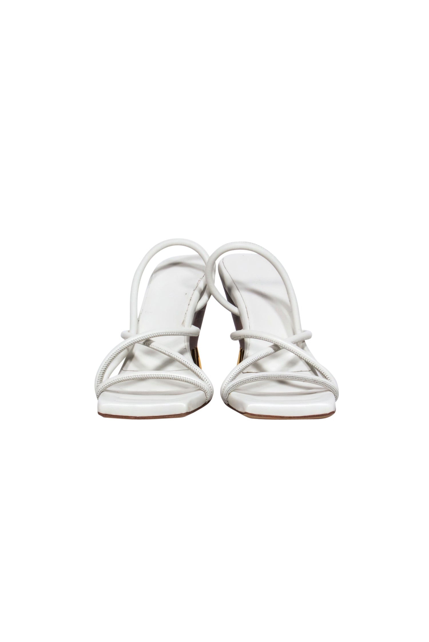 Gia Borghni - Stunning White Strappy Sosie 2 Pumps with Wood Heel, Size 8.0