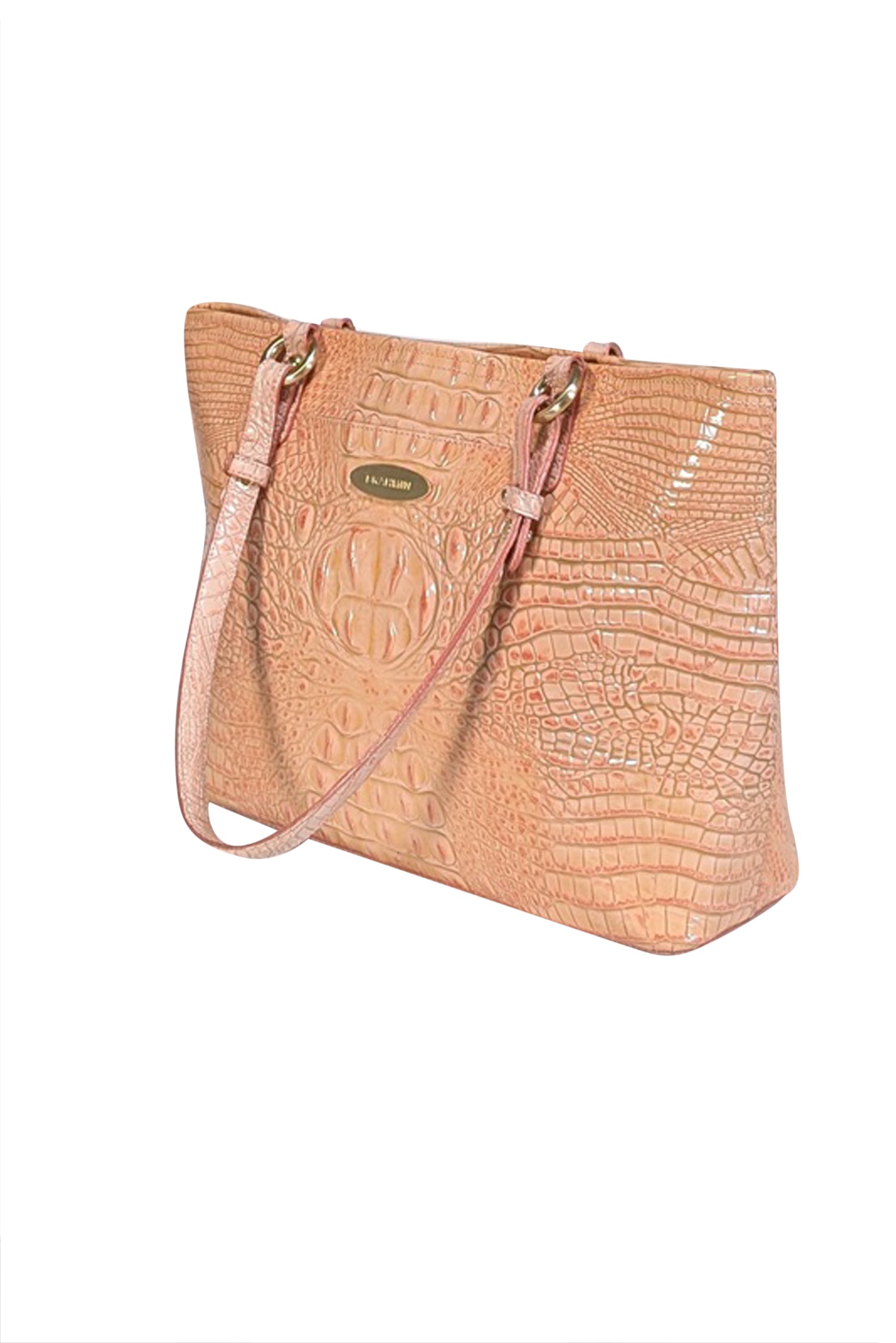 Brahmin - Stunning Peach Pink Croc-Embossed Leather Tote Bag