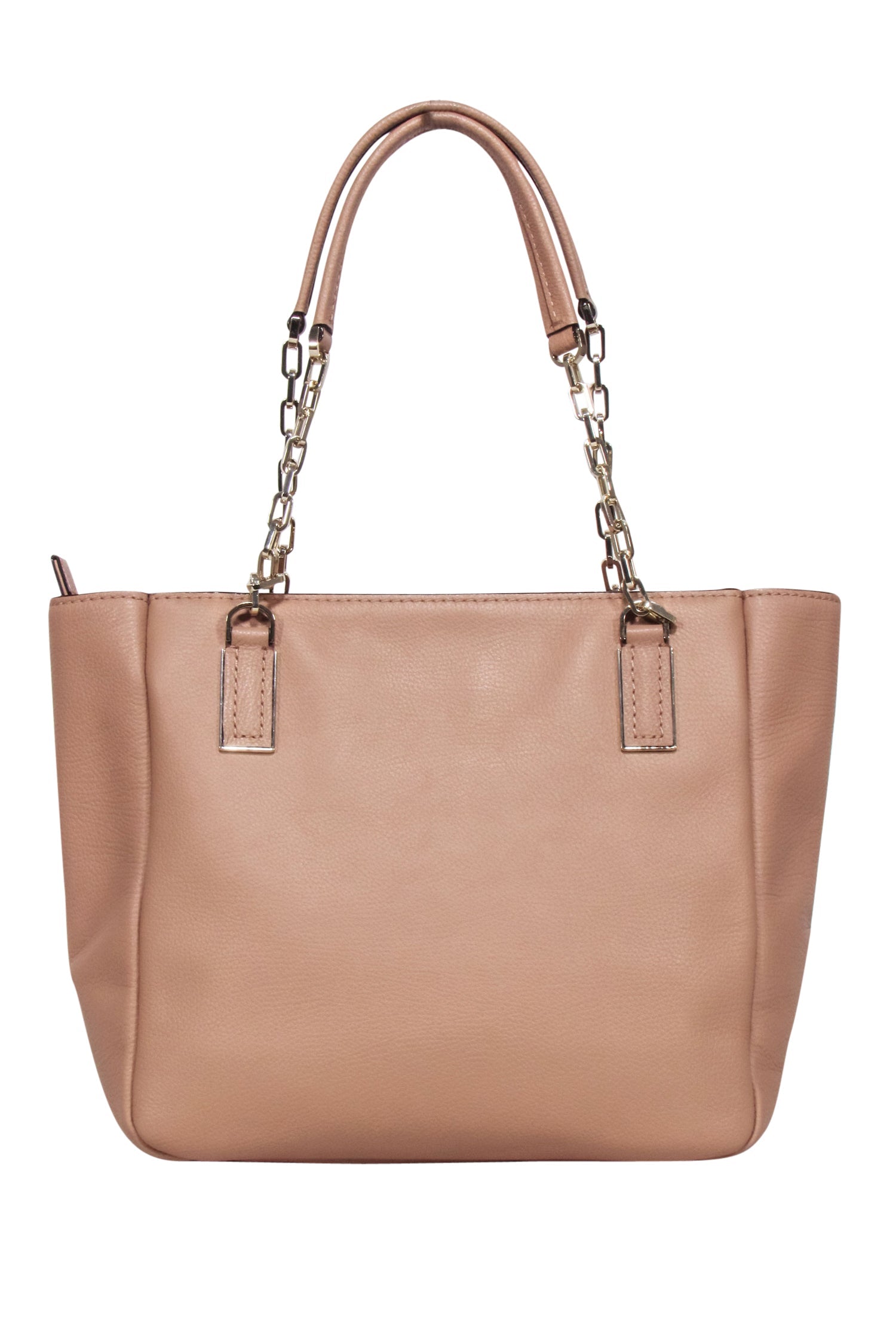 Kate Spade Tan Pebbled Leather Tote Bag: Glamorous Chain-Link Handles