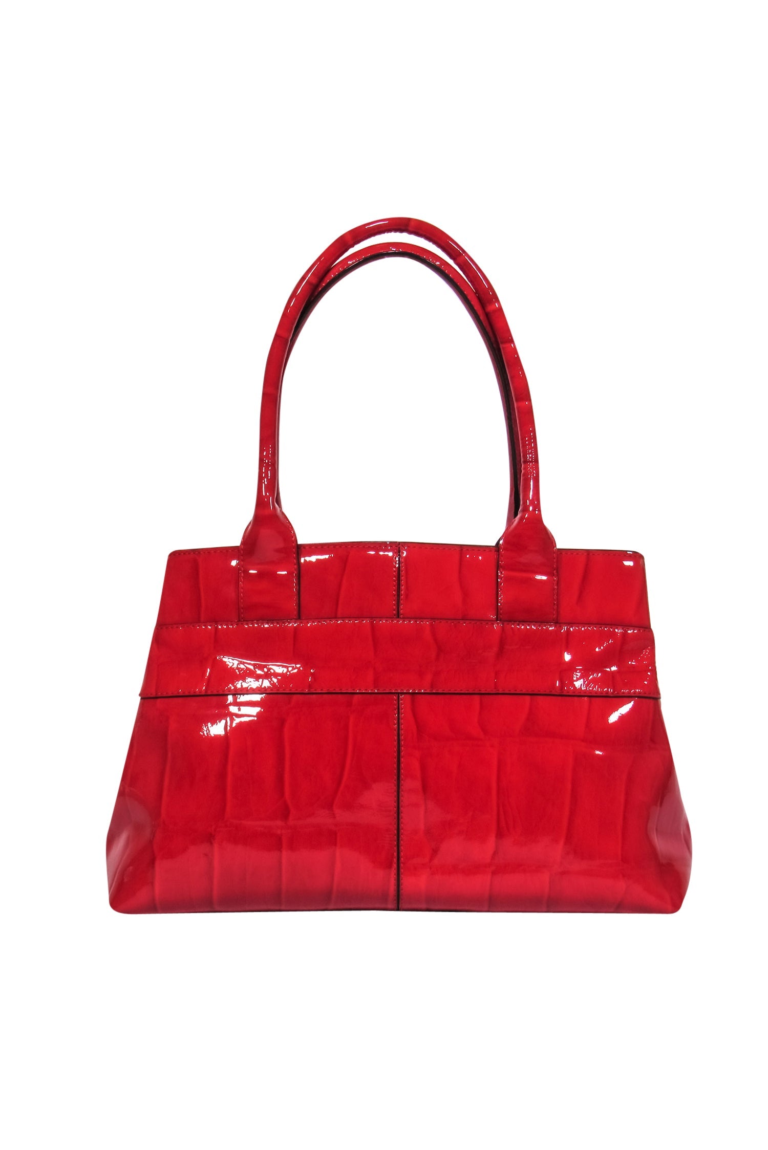 Kate Spade's Stunning Red Patent Leather Crocodile Embossed Tote with a Bow