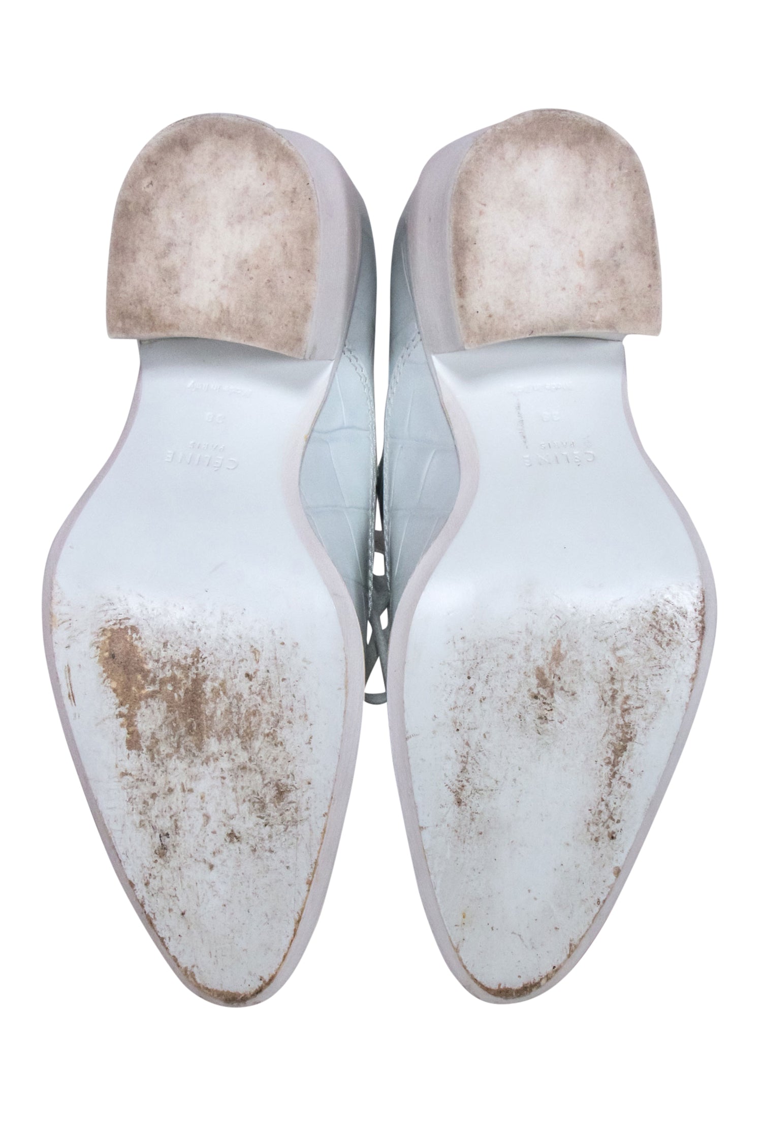 Celine Blue Reptile Embossed Lace - Up Heels: Size 8 Fashion Statement