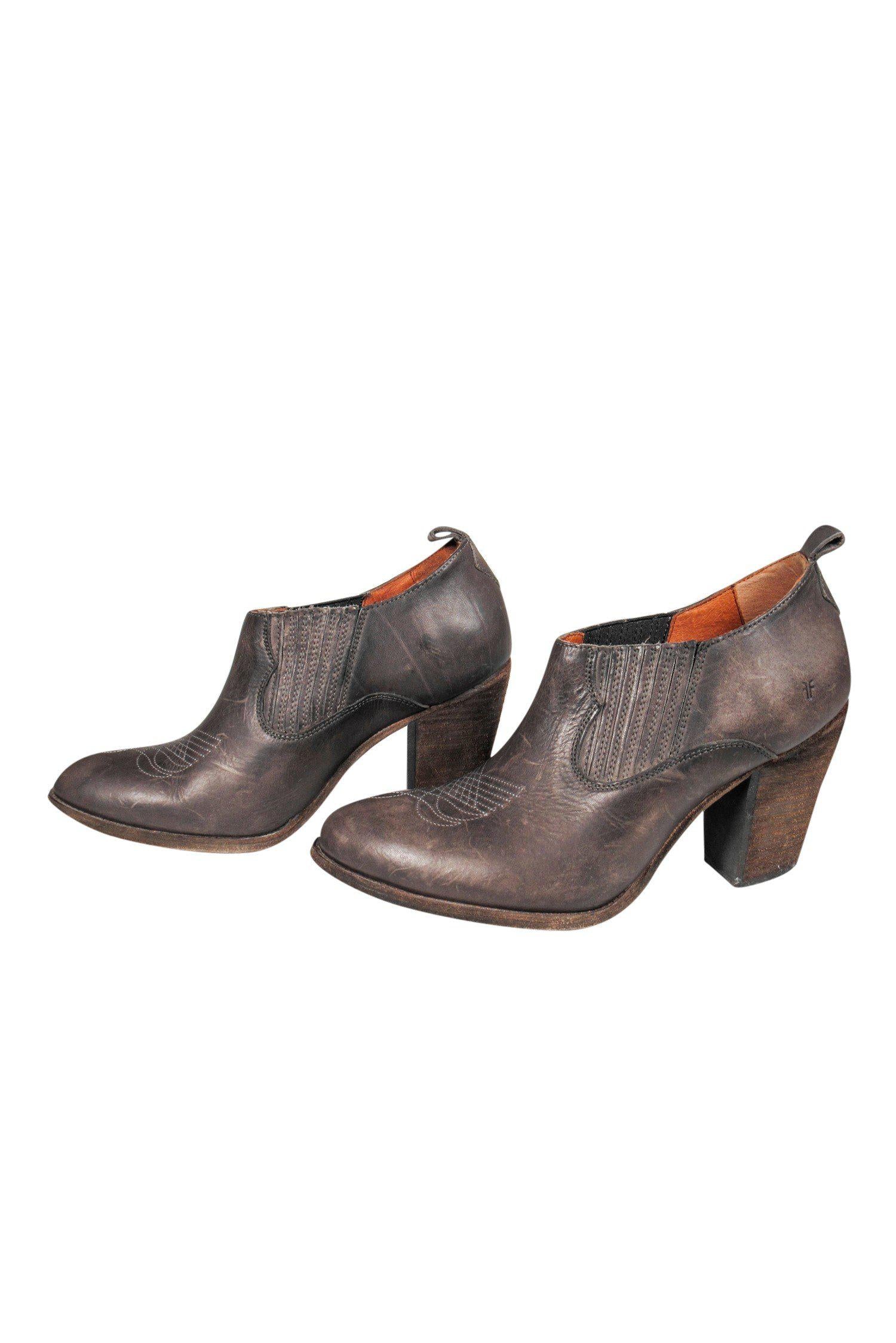 Frye Dark Gray Western Booties with Stitching - Size 11