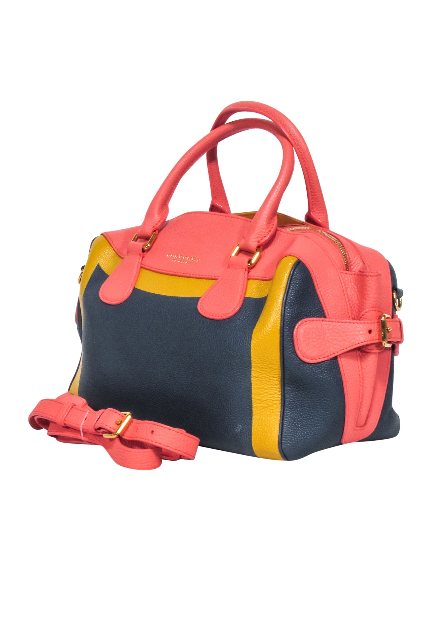 Burberry Prorsum - Hand Painted Bowler Bag in Stunning Navy, Peach & Yellow
