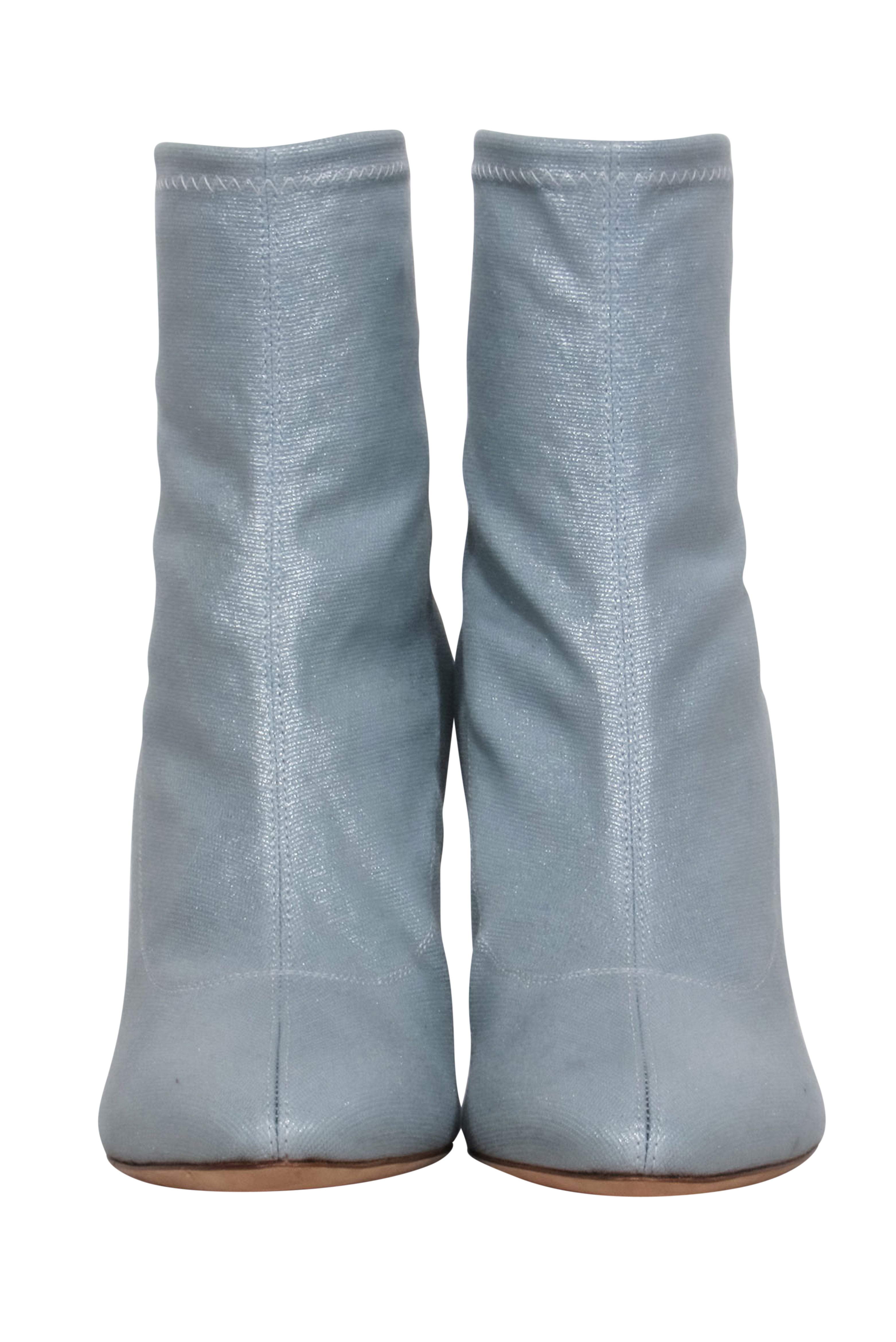 Giuseppe Zanotti Light Blue Shimmery Booties - Size 9 - Perfect for Holiday Magic!
