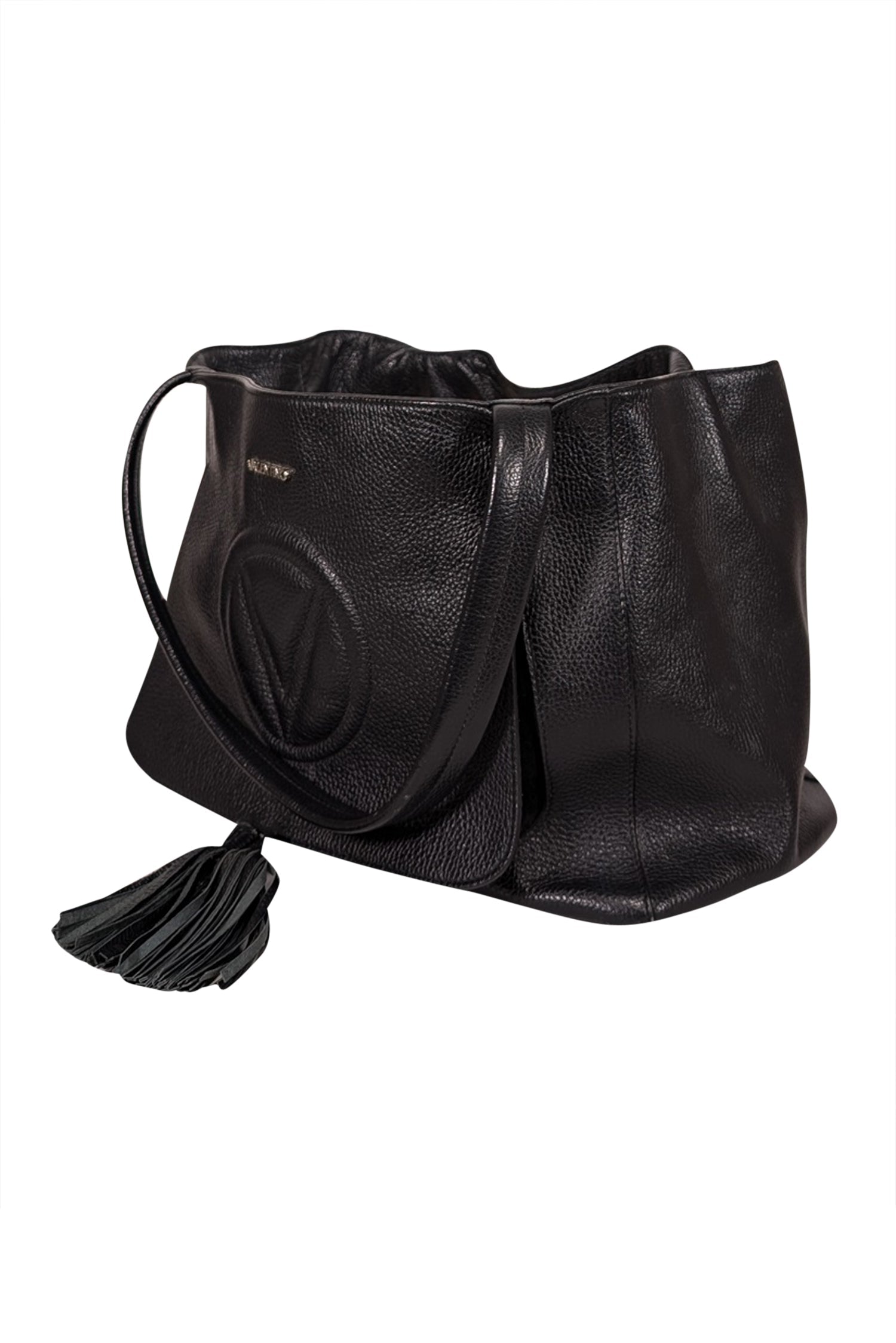 Valentino by Mario Valentino - Stunning Black Pebbled Leather Tote Bag