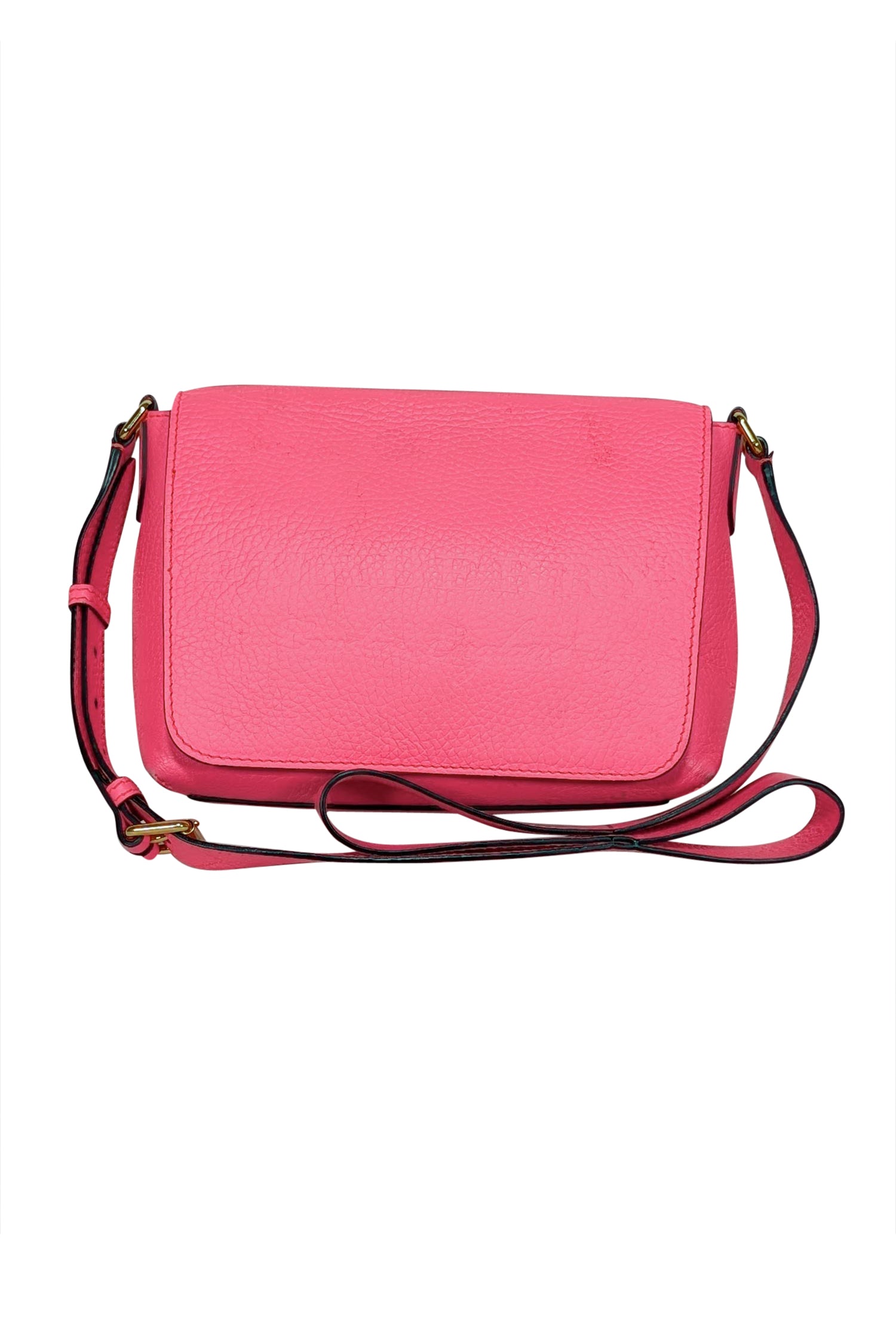 Burberry - Glamorous Hot Pink Pebbled Leather Front Flap Crossbody Bag