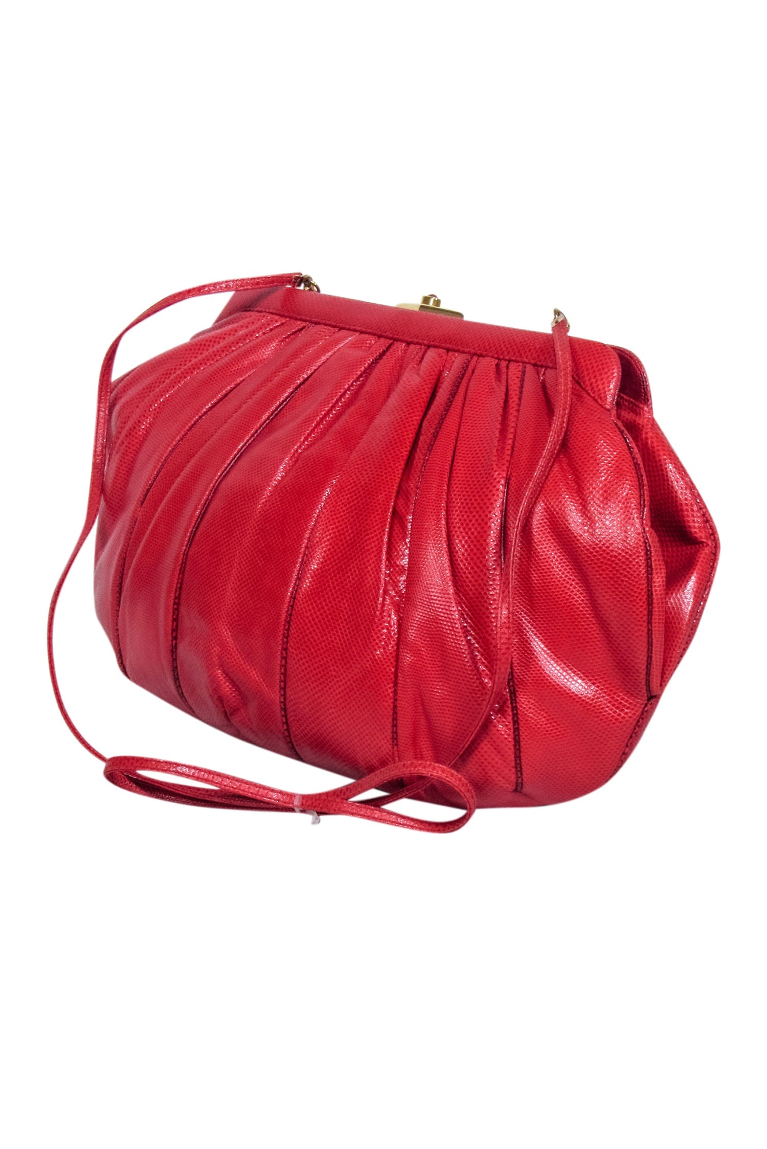 Judith Leiber - Stunning Red Reptile Texture Crossbody Bag