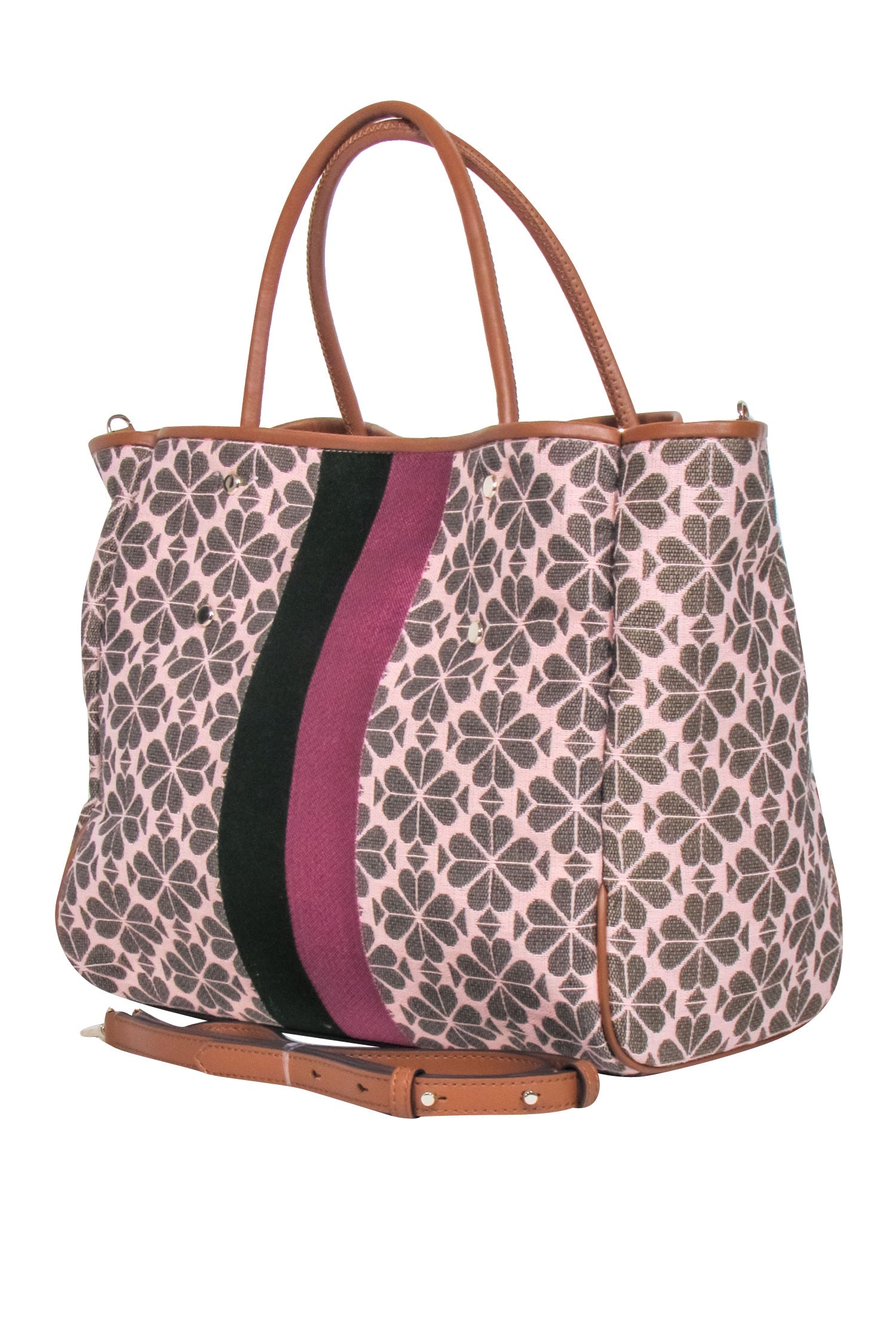 Kate Spade - Stunning Blush, Tan, Green & Mauve Logo Print Tote Bag