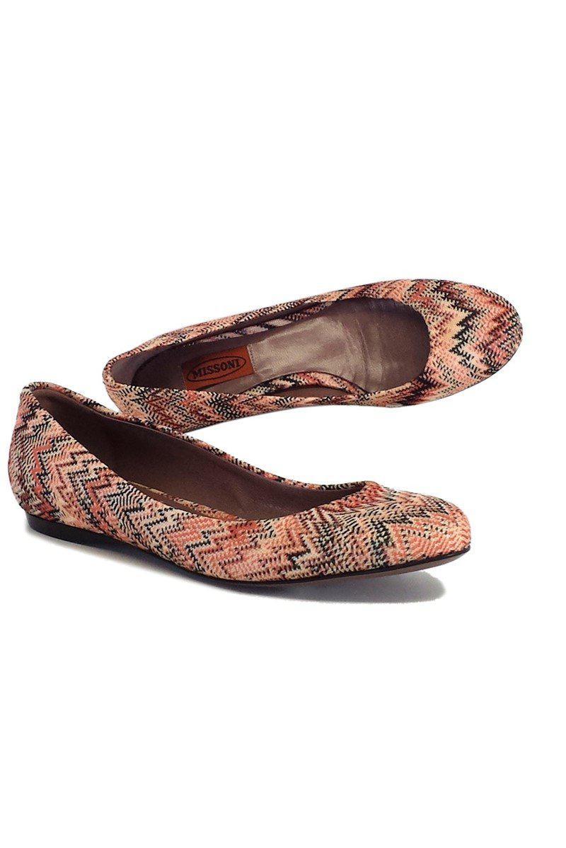 Missoni's Stunning Coral & Black Chevron Print Flats - Size 7