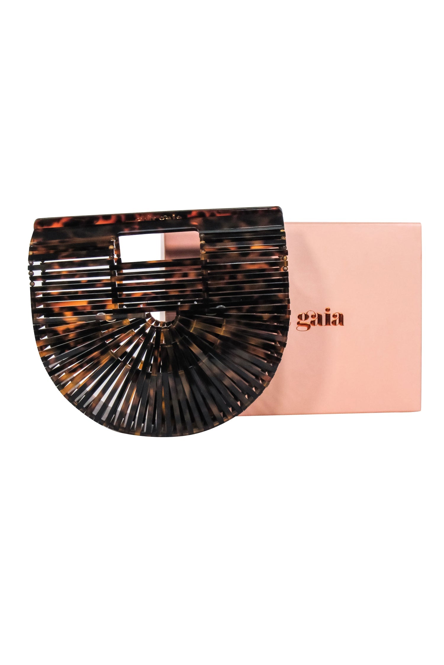 Cult Gaia - Stunning Brown Tortoise Acrylic Ark Mini Clutch
