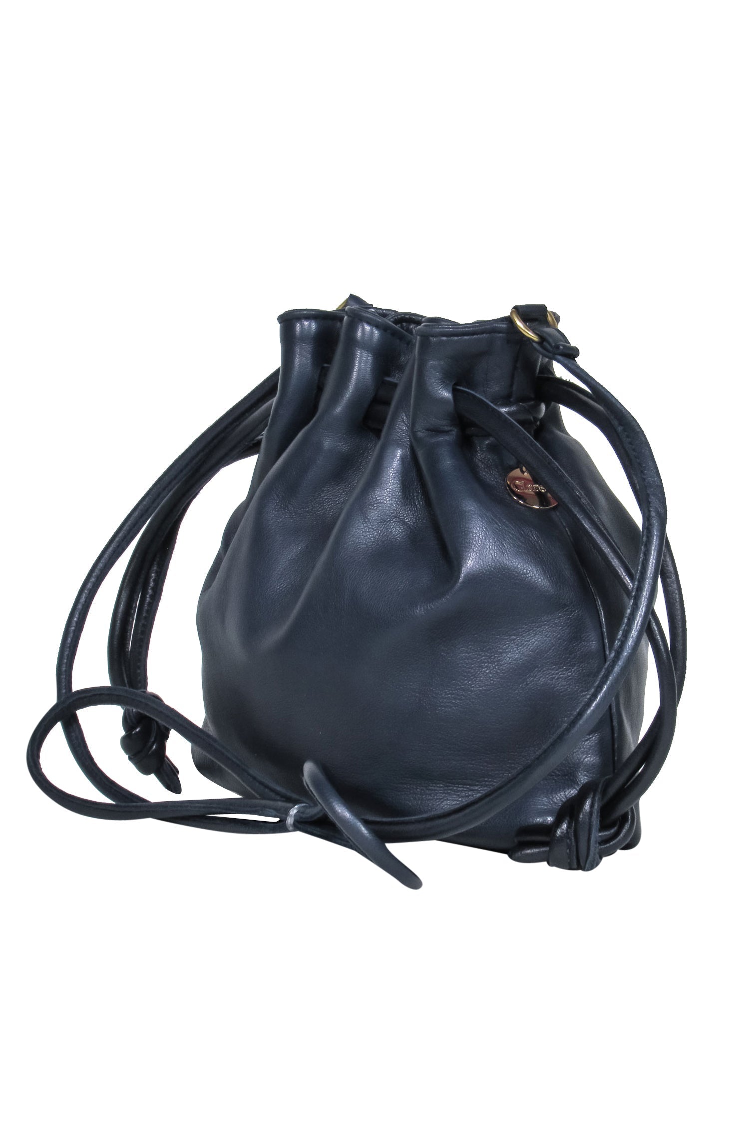 Clare V. Navy Leather Drawstring Bucket Crossbody - A Fashion Sensation