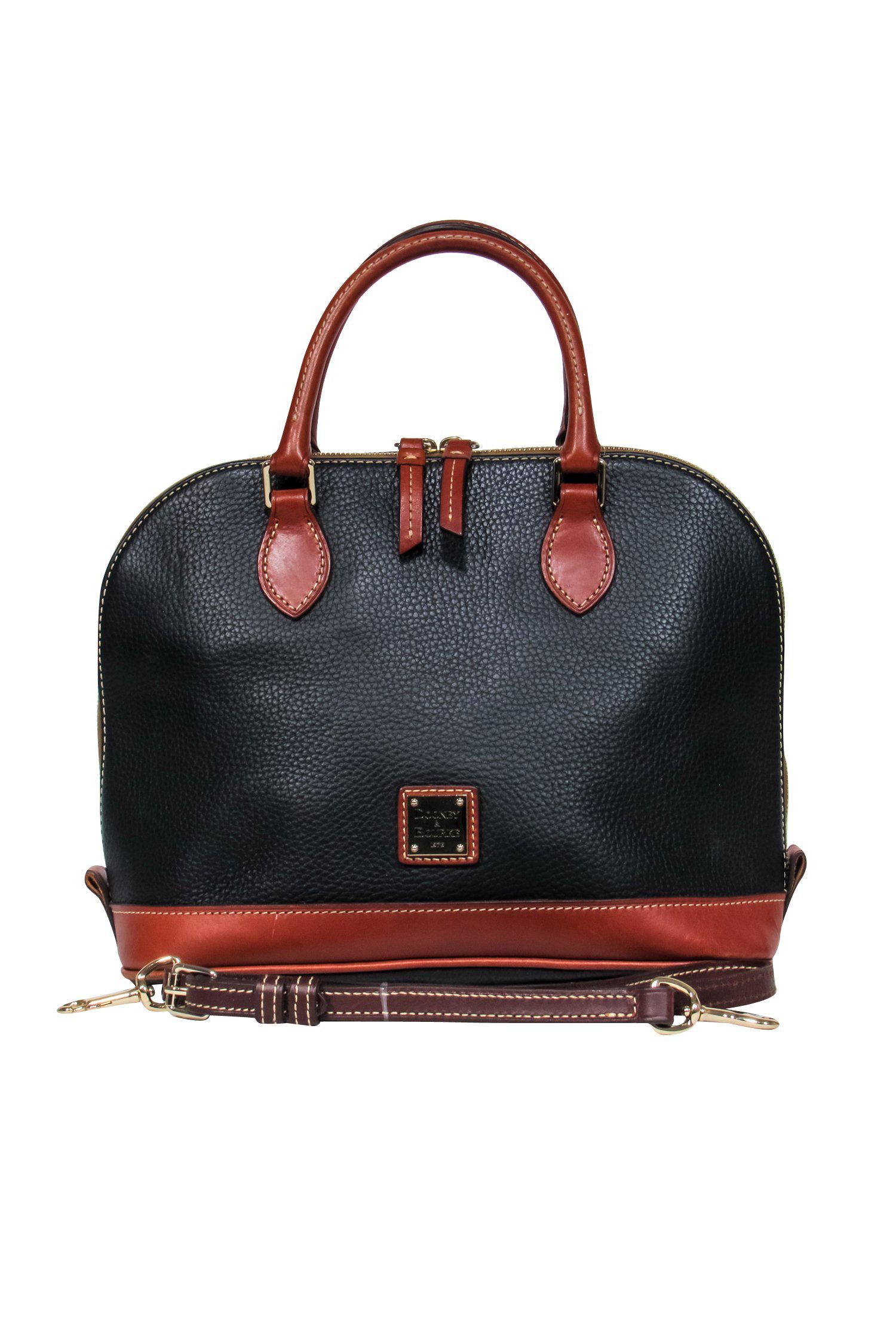 Dooney & Bourke's Stunning Black & Tan Bowler-Style Leather Handbag