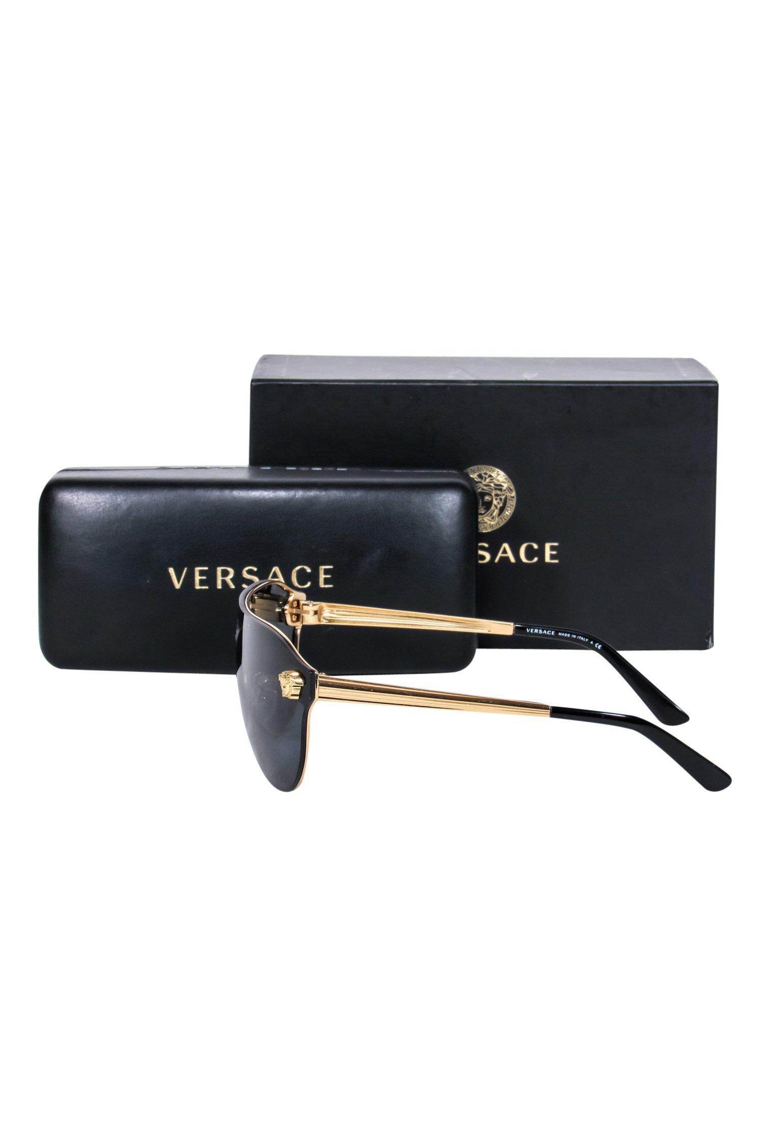 Versace - Stunning Black Shield-Style Aviator Sunglasses
