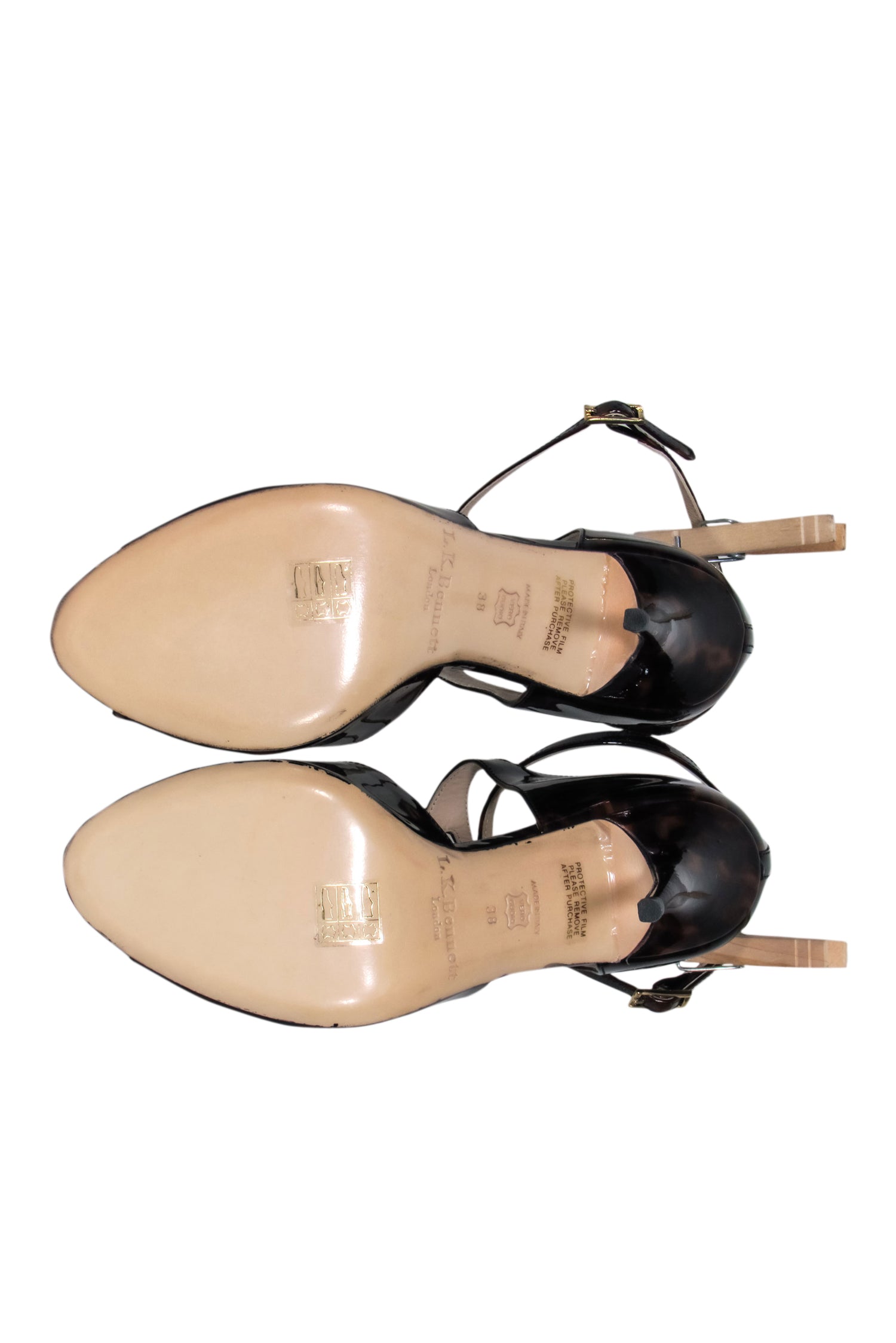 L.K. Bennett Brown Leather Tortoise Shell Peep-Toe Pumps - Size 8