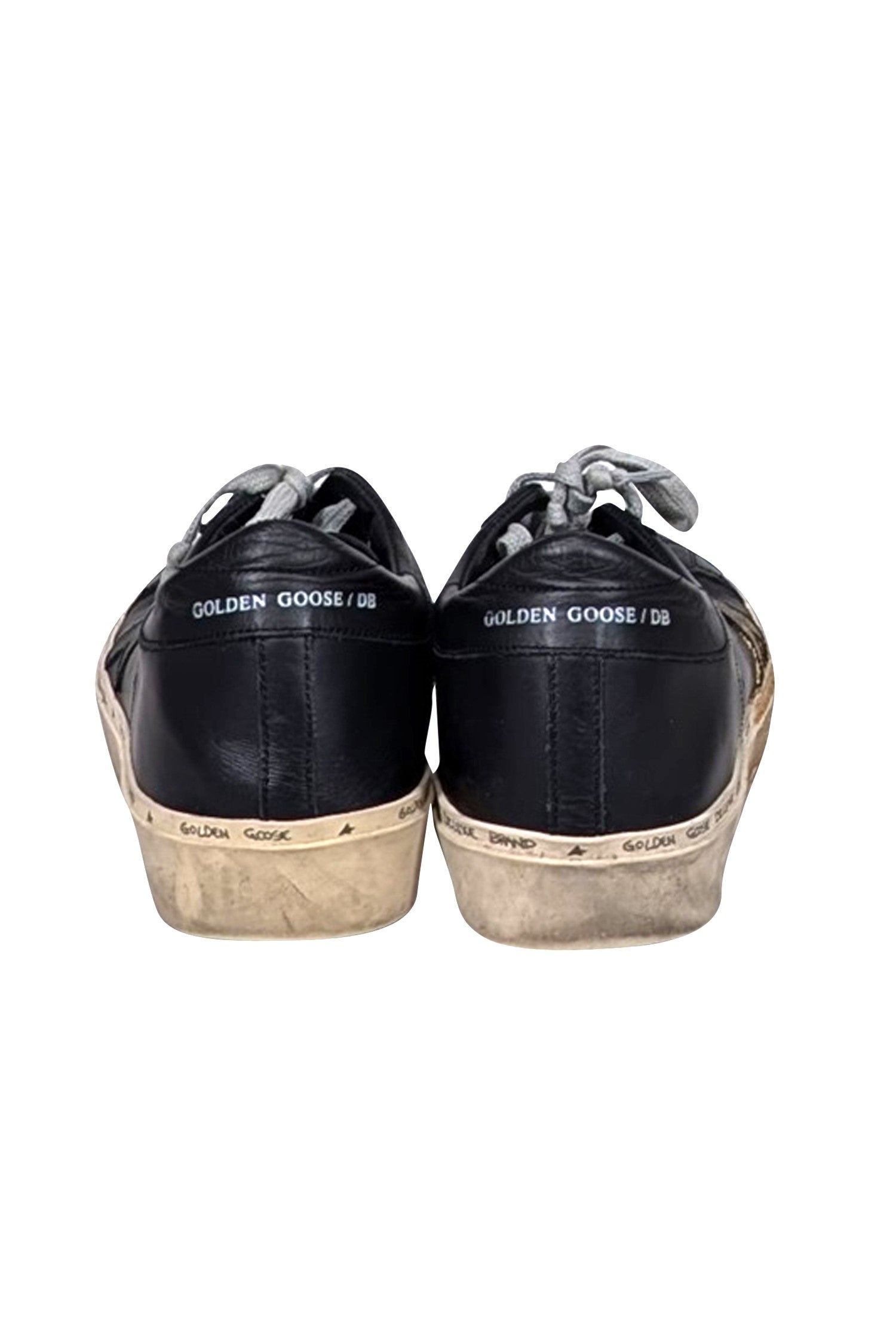 Golden Goose Hi-Star Black Leather Sneakers with Gold Detail - Size 10