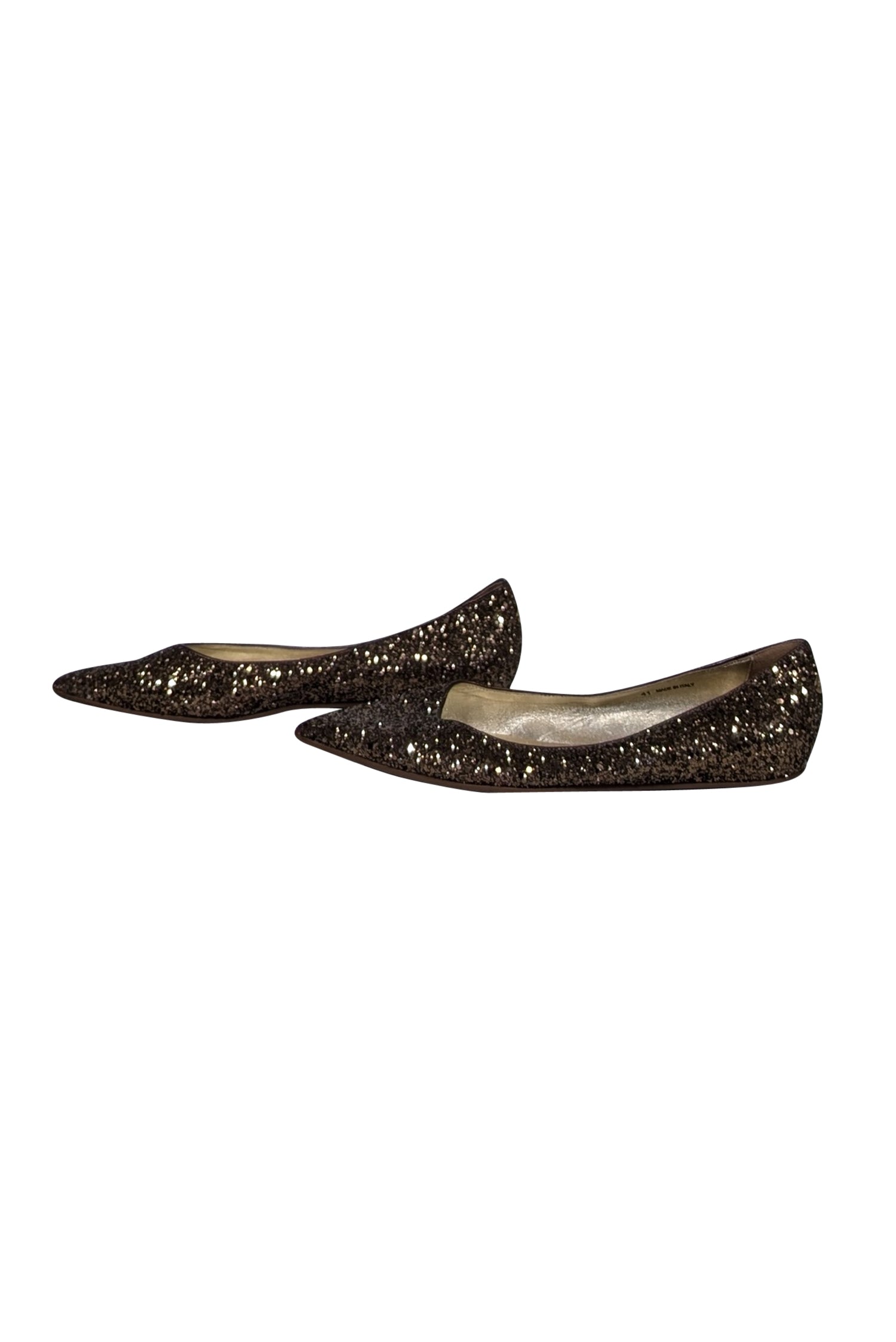 Jimmy Choo - Stunning Bronze Chunky Glitter Pointed Toe Flats in Size 11